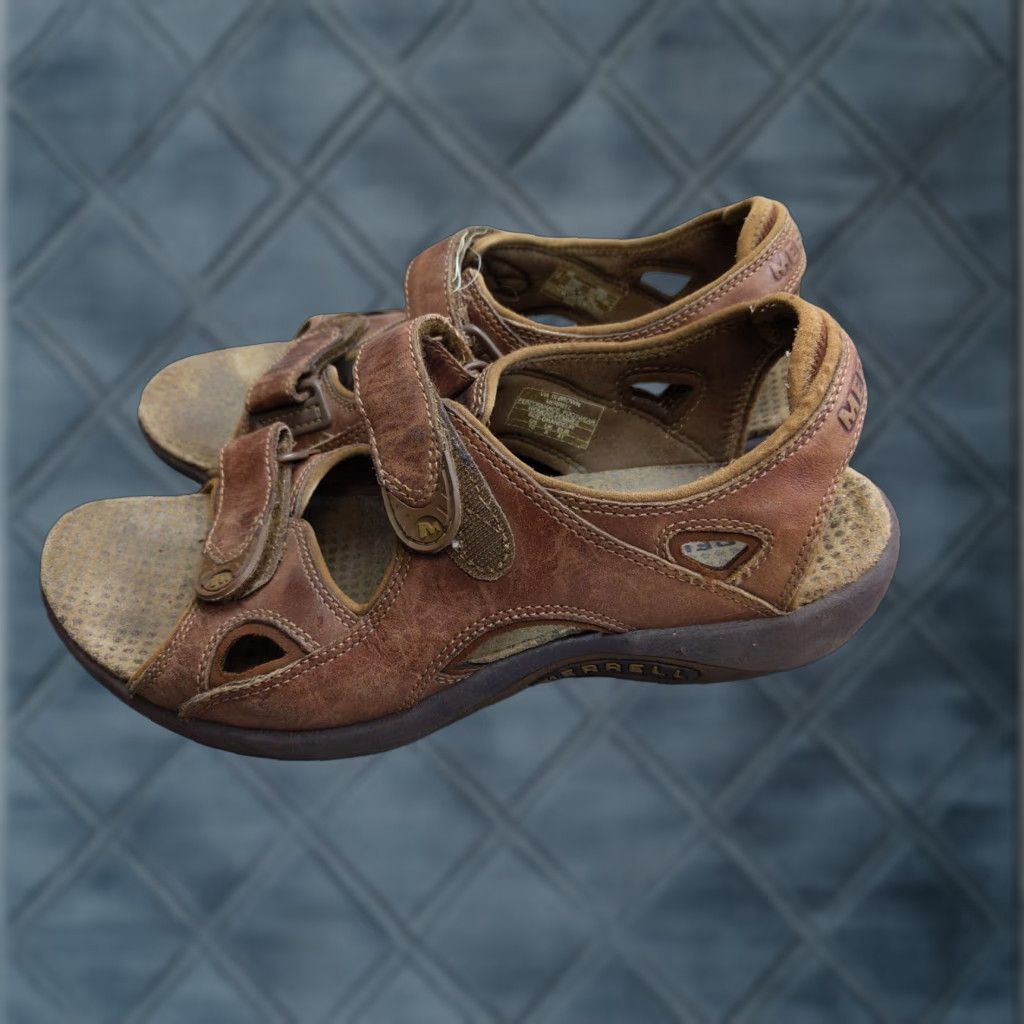 Merrell Merrell Leather Sandals Womens US 10 Brown Hook & Loop Comfort Walking Outdoor Size US 10 / IT 40 - 1 Thumbnail