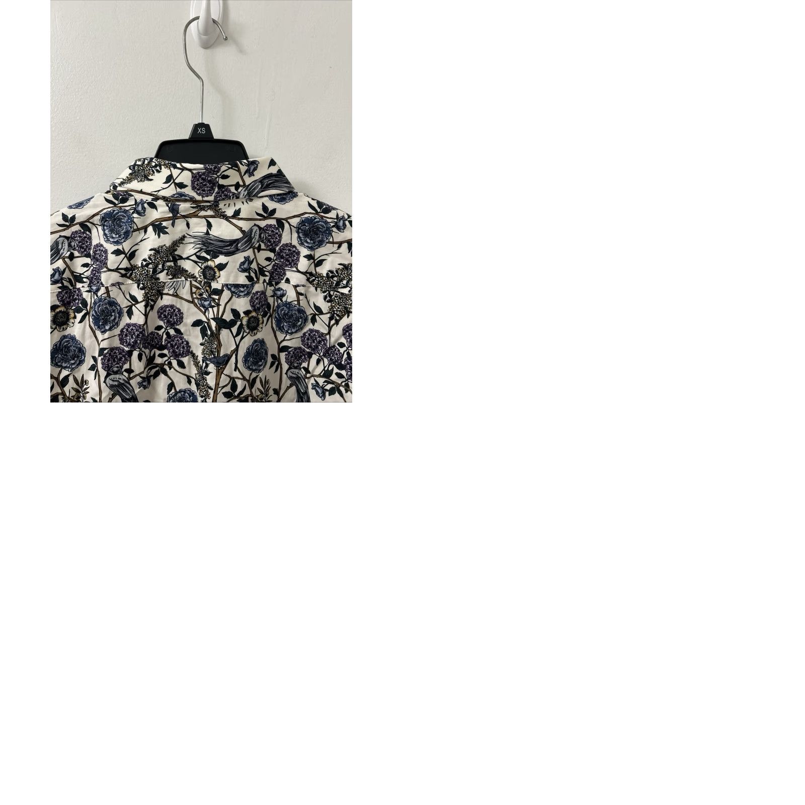 Express Express Shirt Mens XL White Slim Fit Floral Botanical Bird Print Button Down L/S Shirt Size US XL / EU 56 / 4 - 9 Thumbnail