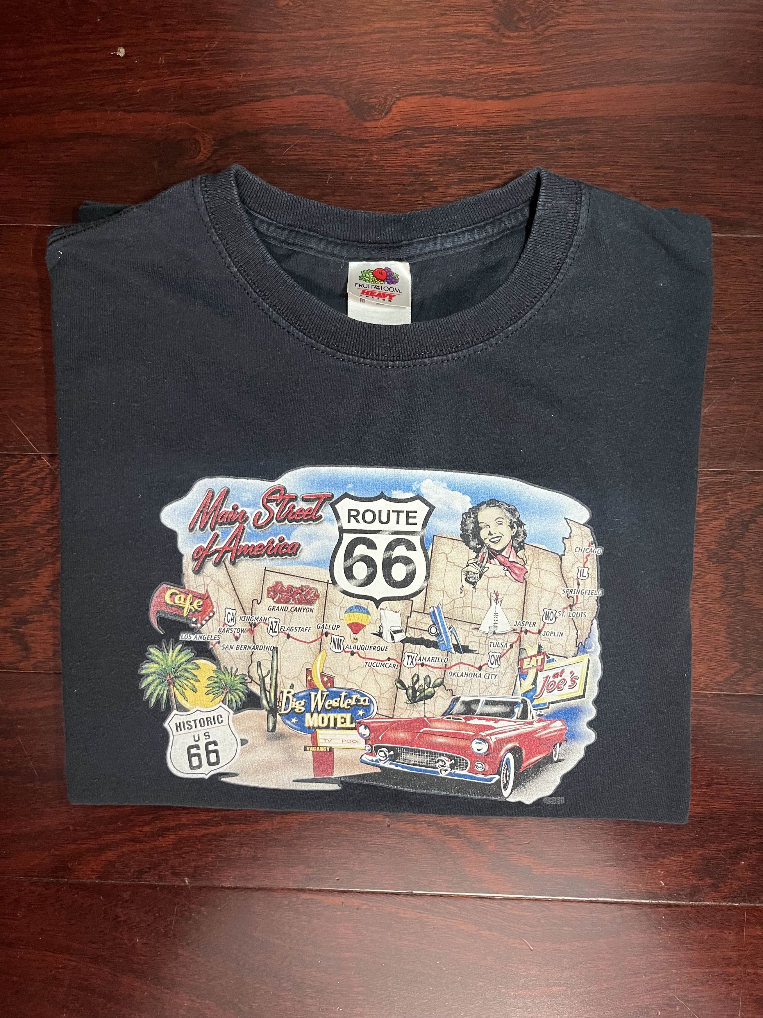 Fruit Of The Loom × Route 66 × Vintage Y2K Route 66 "Main Street of America" Shirt Size US M / EU 48-50 / 2 - 2 Thumbnail