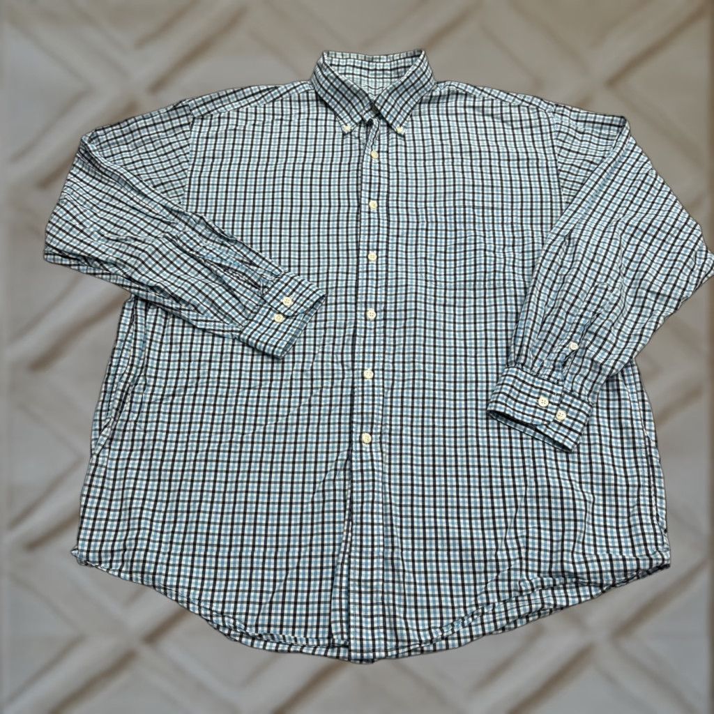 Brooks Brothers Brooks Brothers Blue Plaid Button-Up Long Sleeve Sport Shirt Men's Large Regular Cotton Size US L / EU 52-54 / 3 - 1 Thumbnail
