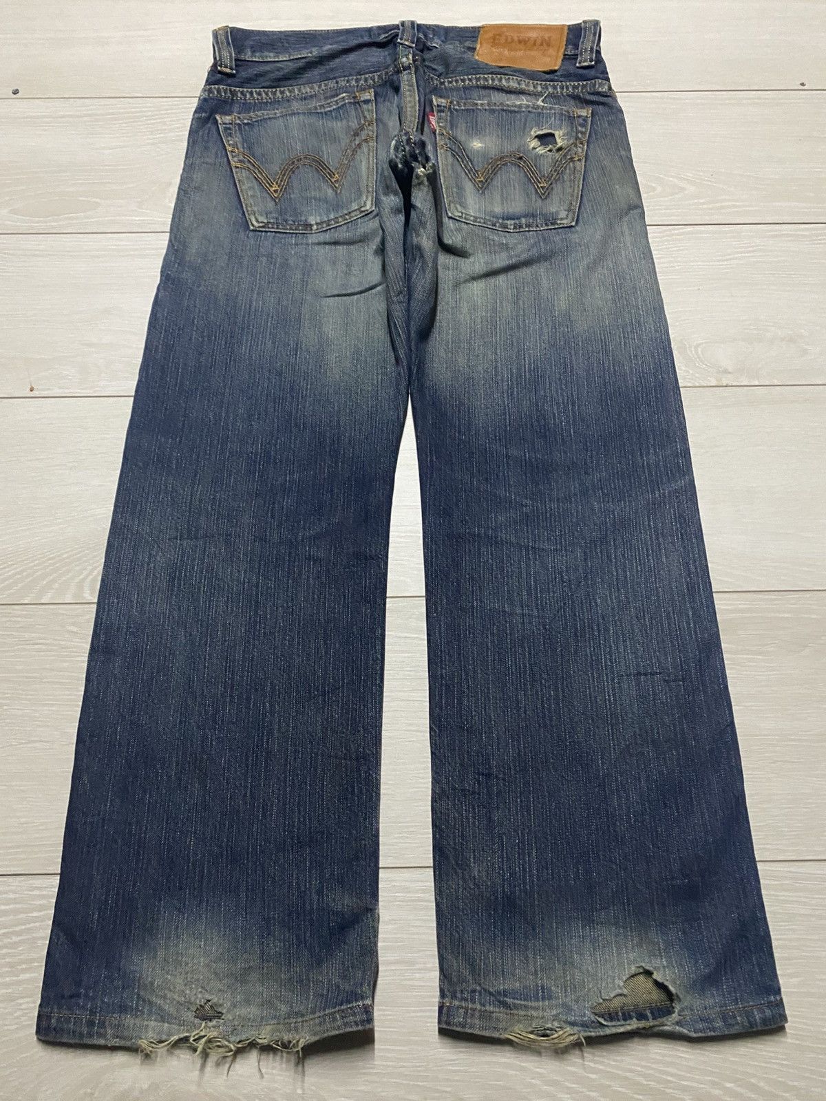 Junya Watanabe Edwin Exclusive Vintage Mud Wash Distressed Repair Jeans Size US 34 / EU 50 - 2 Thumbnail