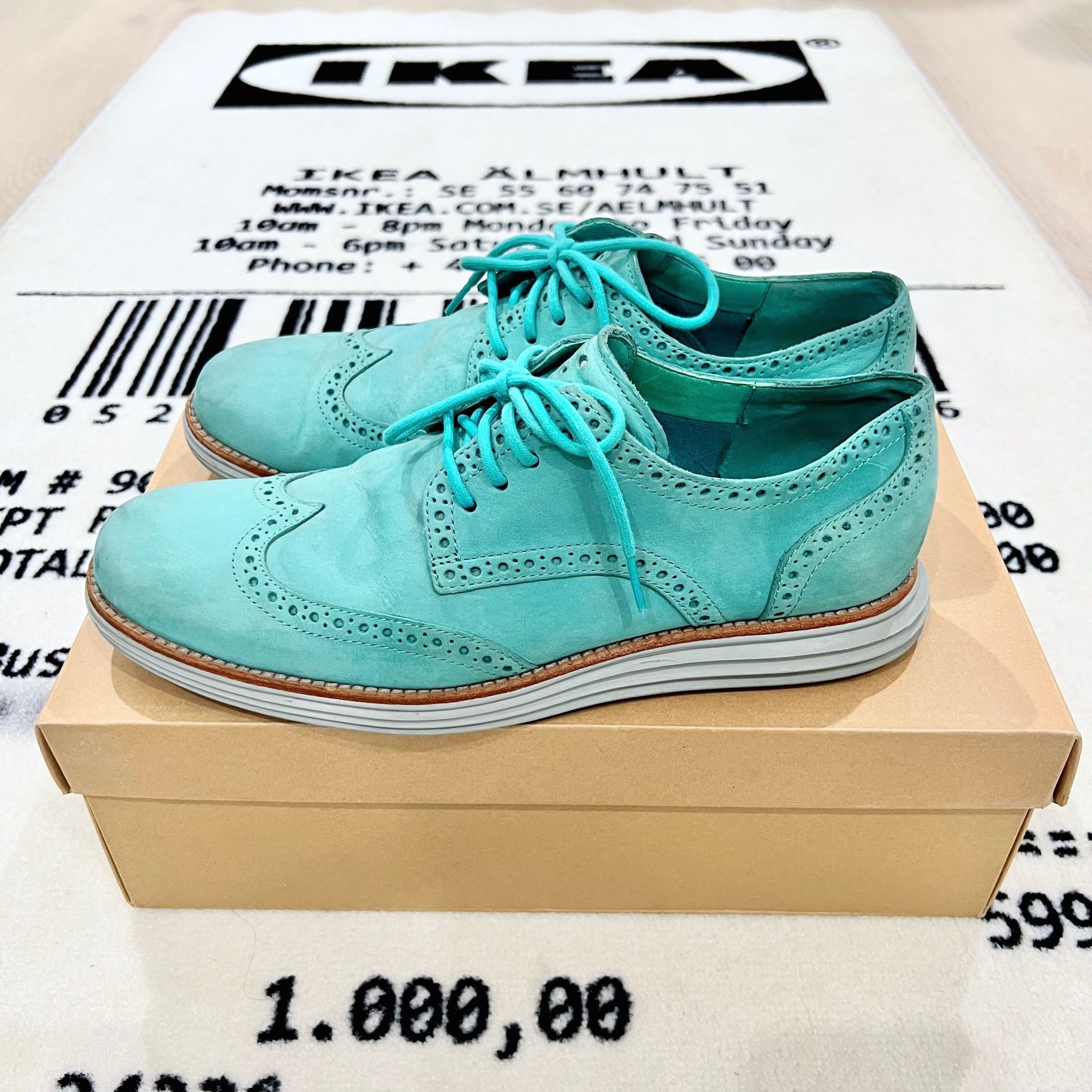 Cole Haan Vintage Cole Haan Lunargrand Wingtip Nubuck Shoes - Poolside Size US 9.5 / EU 42-43 - 3 Thumbnail