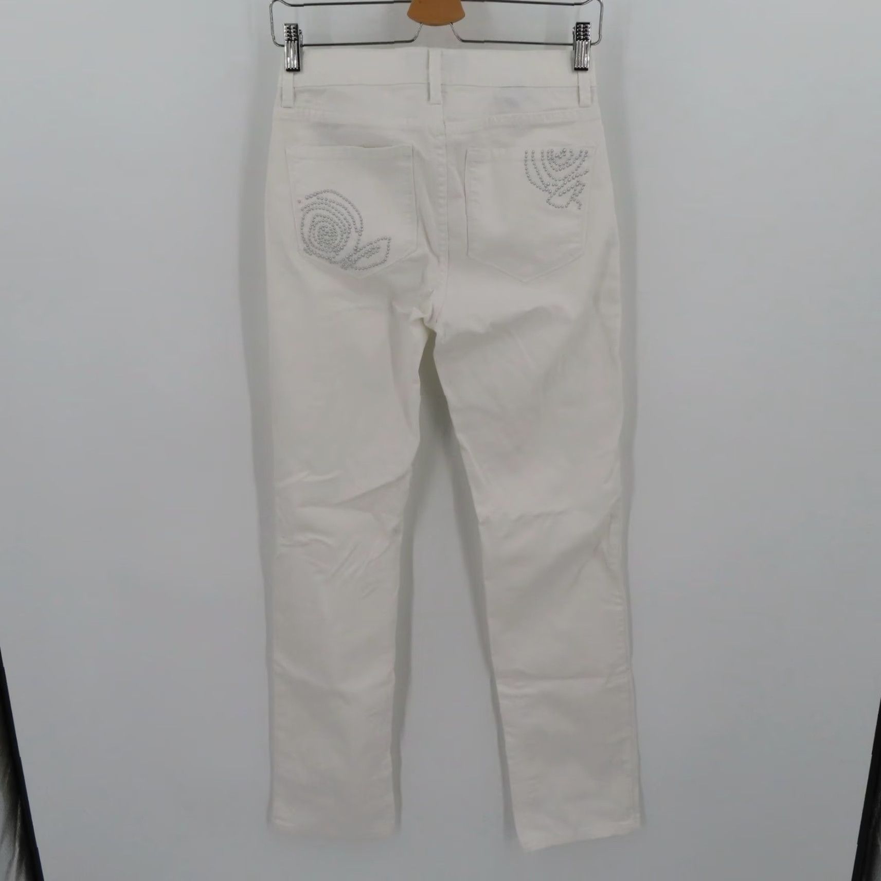 NYDJ NYDJ Womens Jeans 0 Marilyn Straight Solid White Studded Pockets Style 55244T776 Size 25" / US 0 / IT 36 - 3 Thumbnail