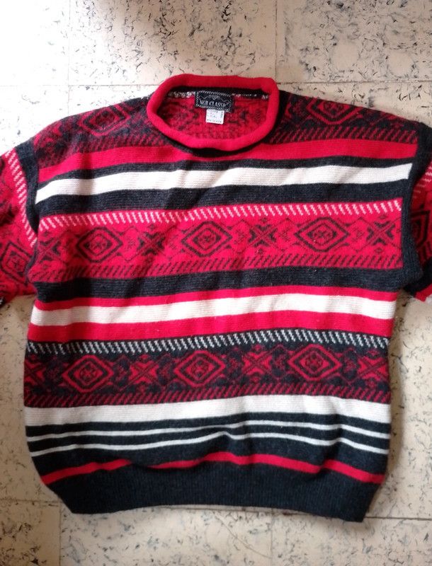 Vintage Vintage sweater N&B red and black Size US M / EU 48-50 / 2 - 2 Thumbnail