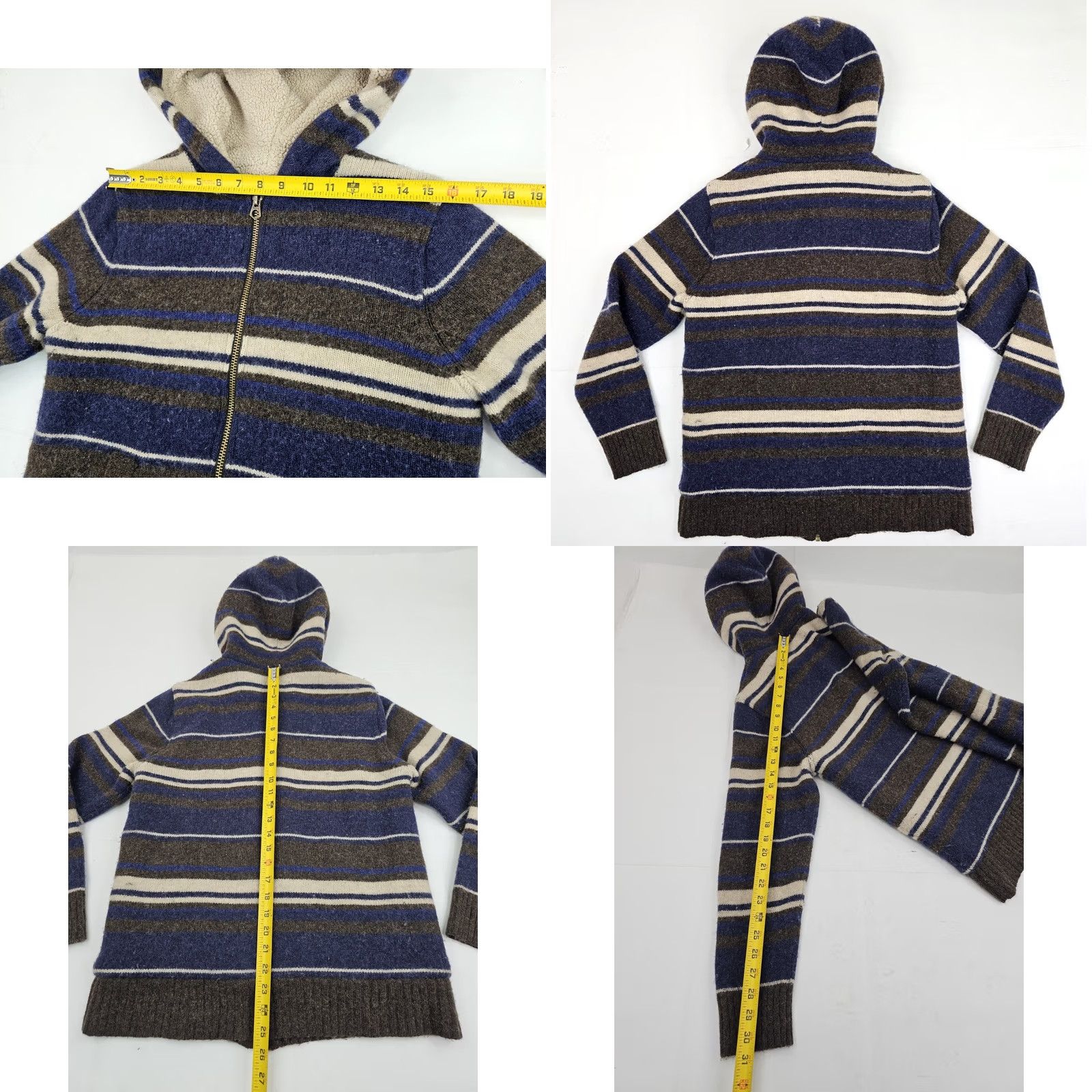 Eddie Bauer EDDIE BAUER Lambswool Striped Full Zip Hoodie Men M EUC Knit Wool Flannel Hooded Pockets Heavyweight 80% Lambswool 20% Nylon Outdoors Mens Size US M / EU 48-50 / 2 - 8 Thumbnail