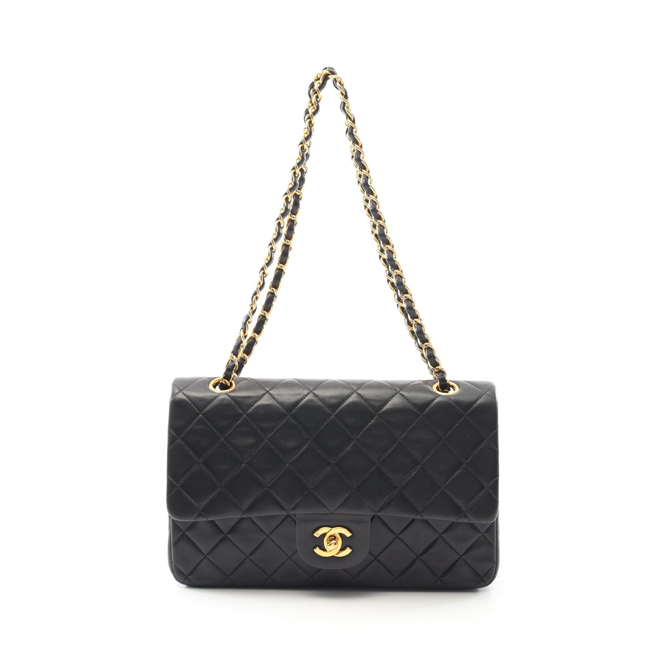 Chanel Chanel Matelasse Double Flap Chain Shoulder Bag Lambskin Black Gold Hardware Size ONE SIZE - 1 Thumbnail