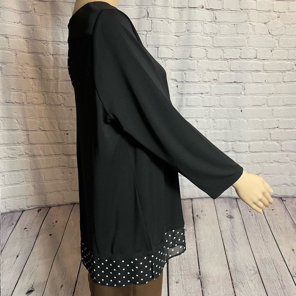 Other Susan Graver Premier Black With Polka Dot Trim Tunic Top Si Size L / US 10 / IT 46 - 3 Thumbnail