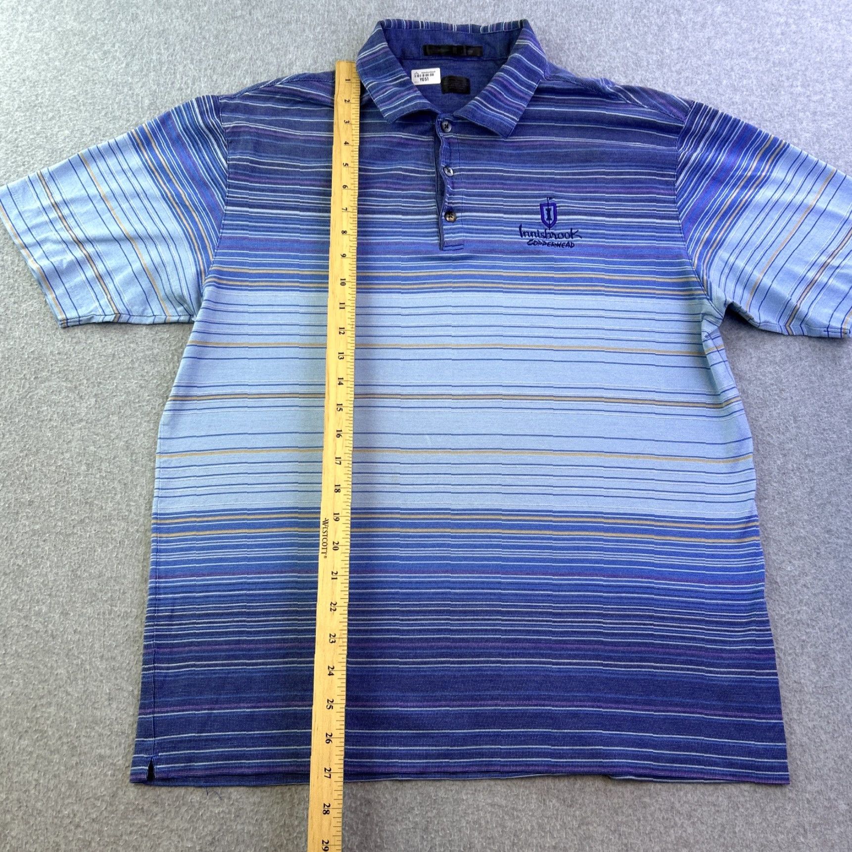 Vintage Tiger Woods Polo Shirt Mens M Blue Striped Copperhead Golf Course Adult Size US M / EU 48-50 / 2 - 3 Thumbnail