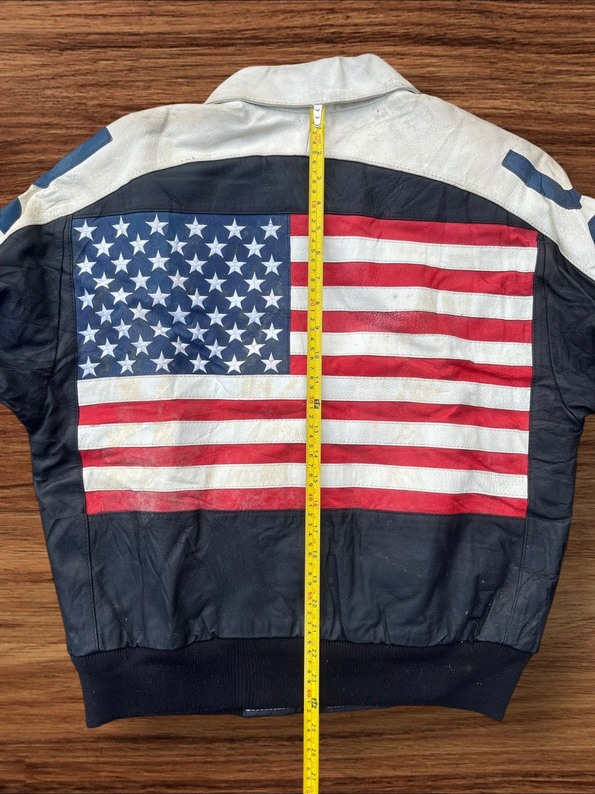 Michael Hoban × Vintage Vintage Michael Hoban Wheremi USA Big Flag Leather Jacket Size US L / EU 52-54 / 3 - 12 Thumbnail