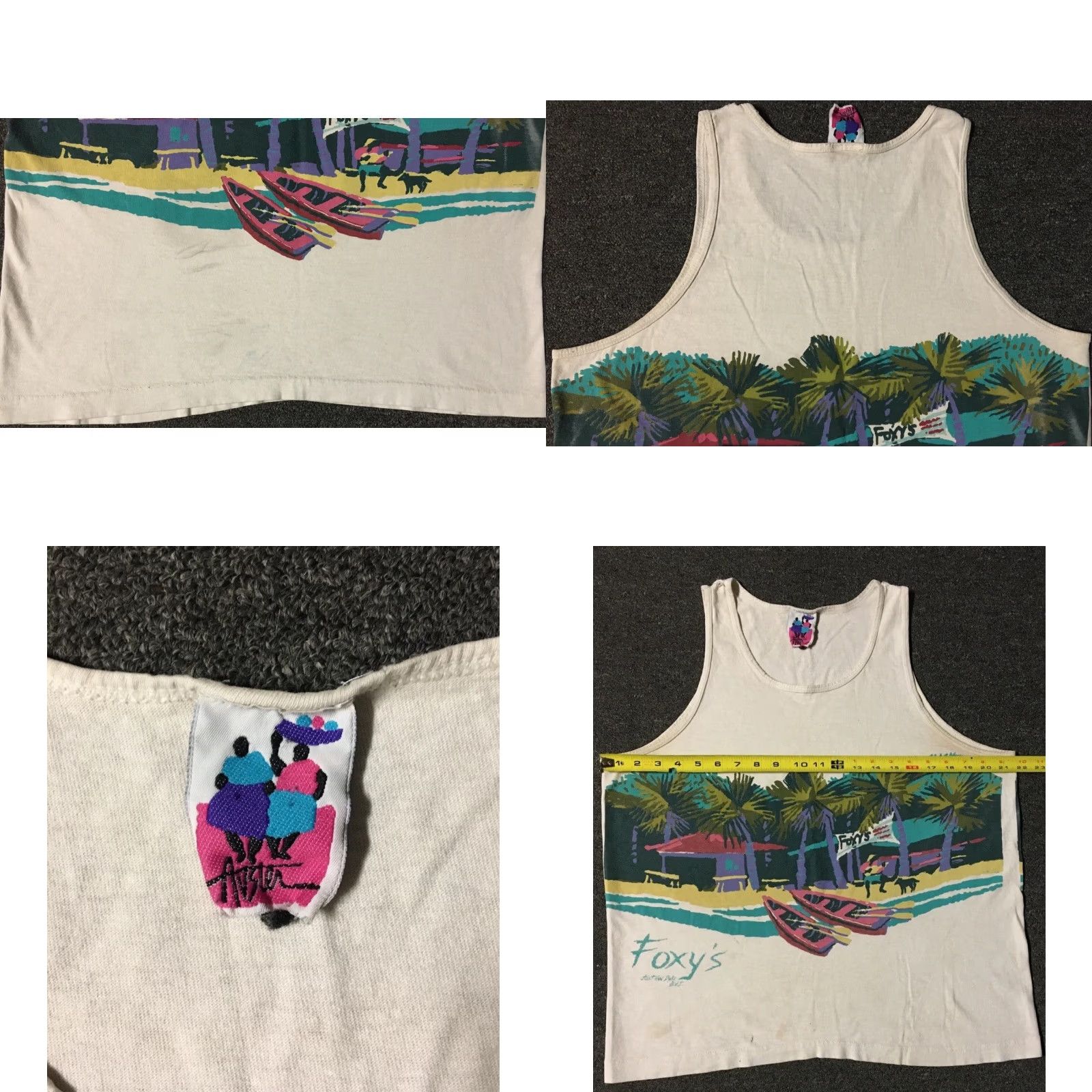 Vintage VINTAGE Foxys Bar 80s Abstract Art AOP Tank Top S White Men T-Shirt Sleeveless Surf Beach 90s Sized S Single Stitch Size US S / EU 44-46 / 1 - 8 Thumbnail