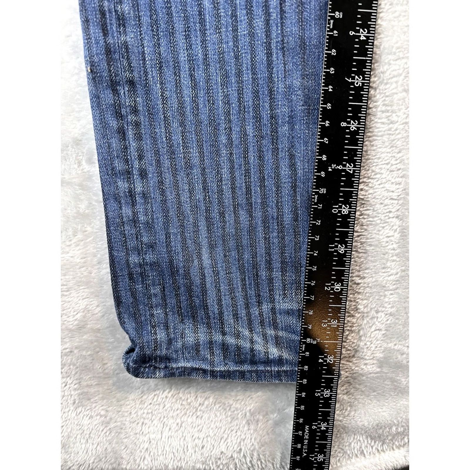 Vintage VTG Earnest Sewn Jeans Womens 30 Blue Striped Straight Denim 5-Pocket USA Y2K RARE Jeans Women Size 30" / US 8 / IT 44 - 3 Thumbnail