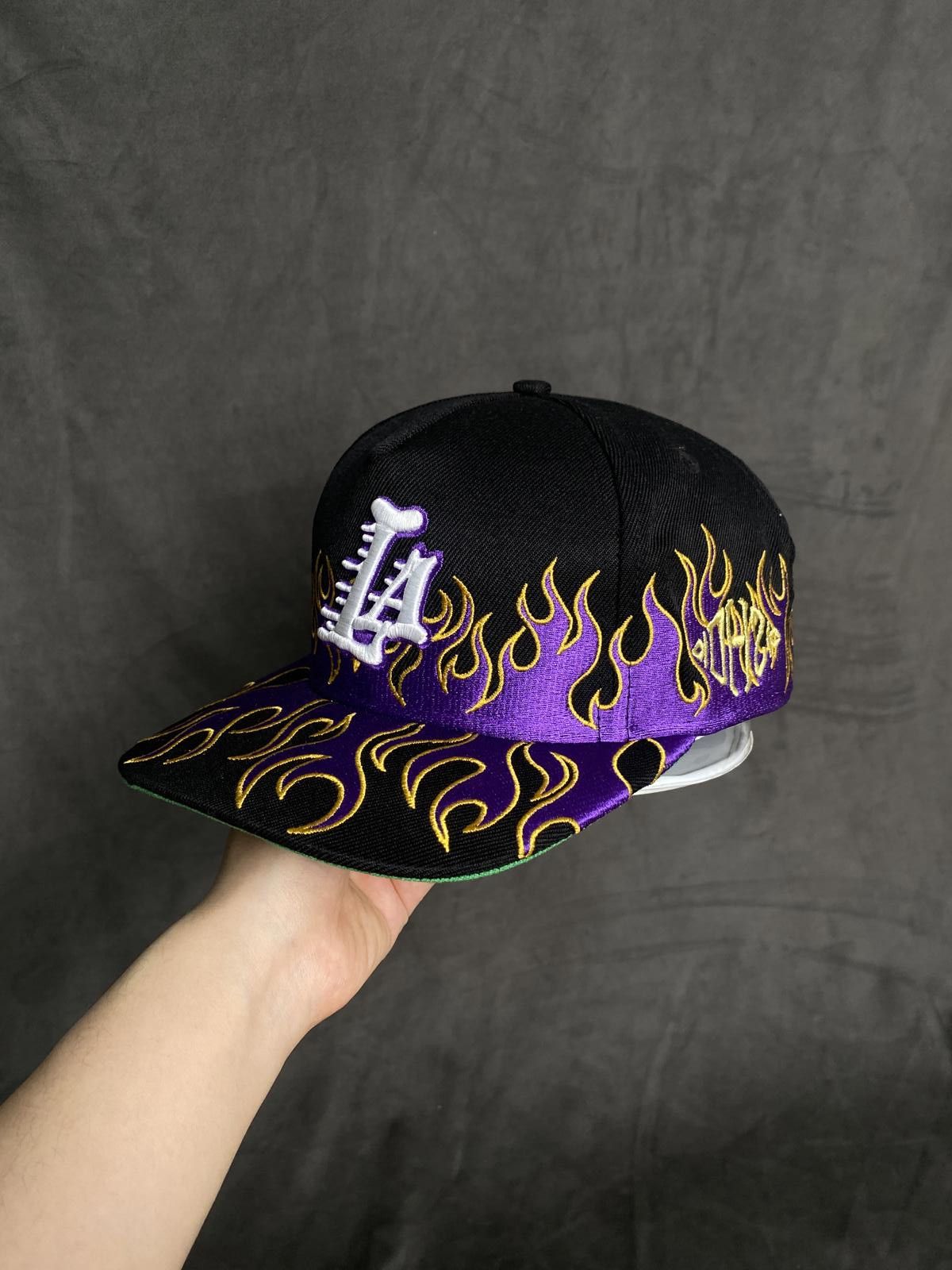 Japanese Brand Kill The Hype LA Lakers Purple Gold Flames Snapback Hat Size ONE SIZE - 1 Thumbnail