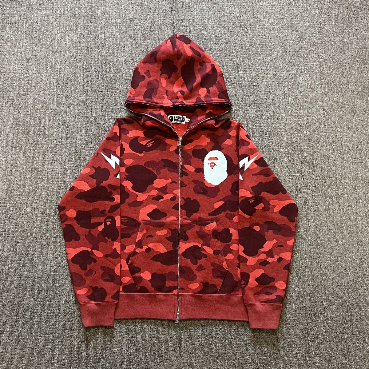 Bape Bape Red Camo Sta Ape Logo Hoodie | Grailed