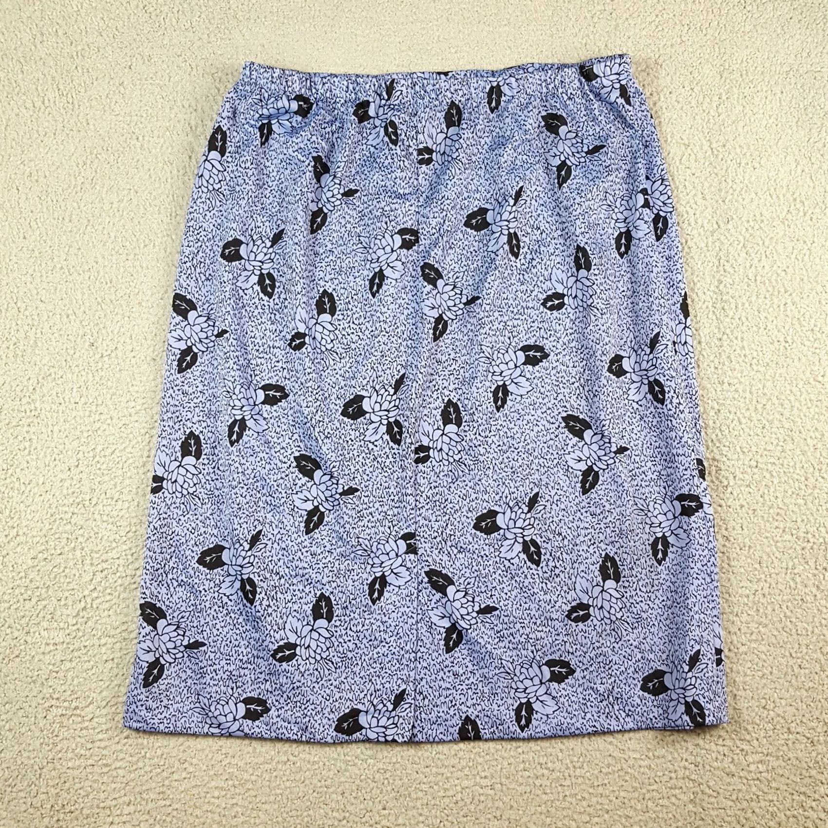 Vintage Vintage 80s Blue Floral Stretch Waist Women's Size 24 WP Large Pencil Skirt Size 42" / US 20 - 4 Thumbnail
