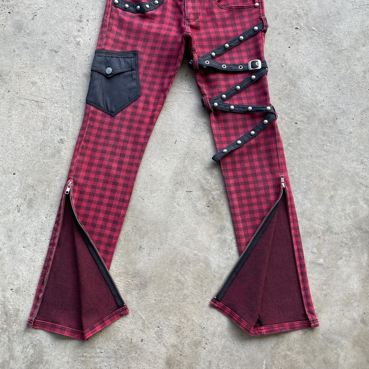 If Six Was Nine × Japanese Brand × Seditionaries Vintage Algonquins Punk Bondage Checkred Ankle Zip RARE Pant Size US 27 - 4 Thumbnail