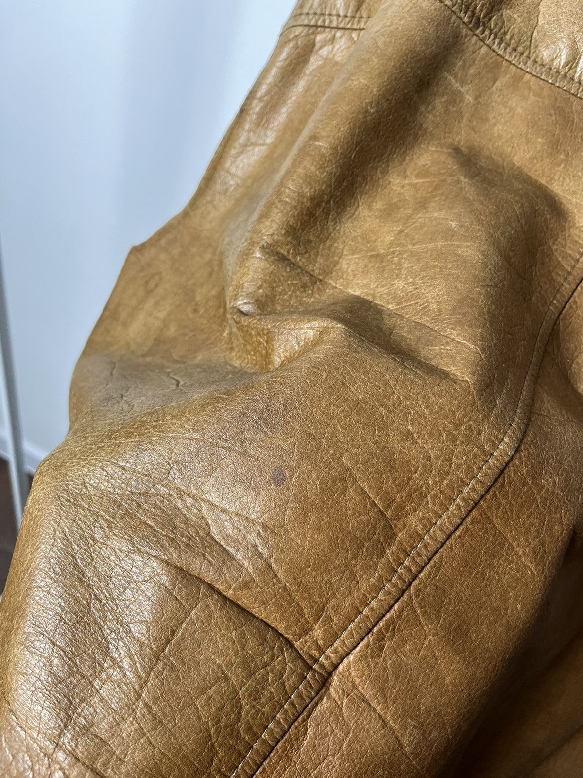 Japanese Brand × Vintage Vintage Brown Leather Boxy Bomber Jacket Kanye West Style Size US XL / EU 56 / 4 - 13 Thumbnail