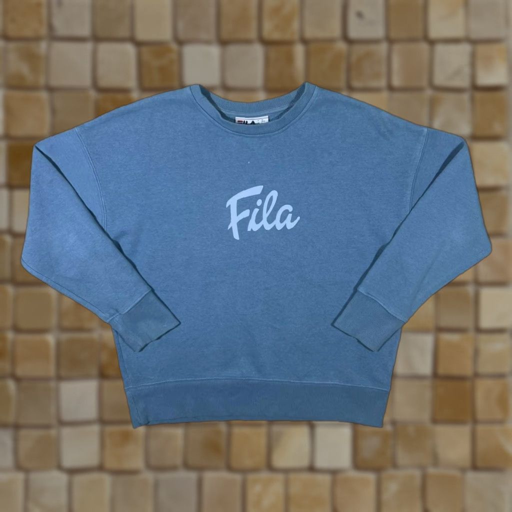 Fila FILA Script Logo Spellout Graphic Blue Crewneck Sweatshirt Women L Size Size L / US 10 / IT 46 - 1 Thumbnail