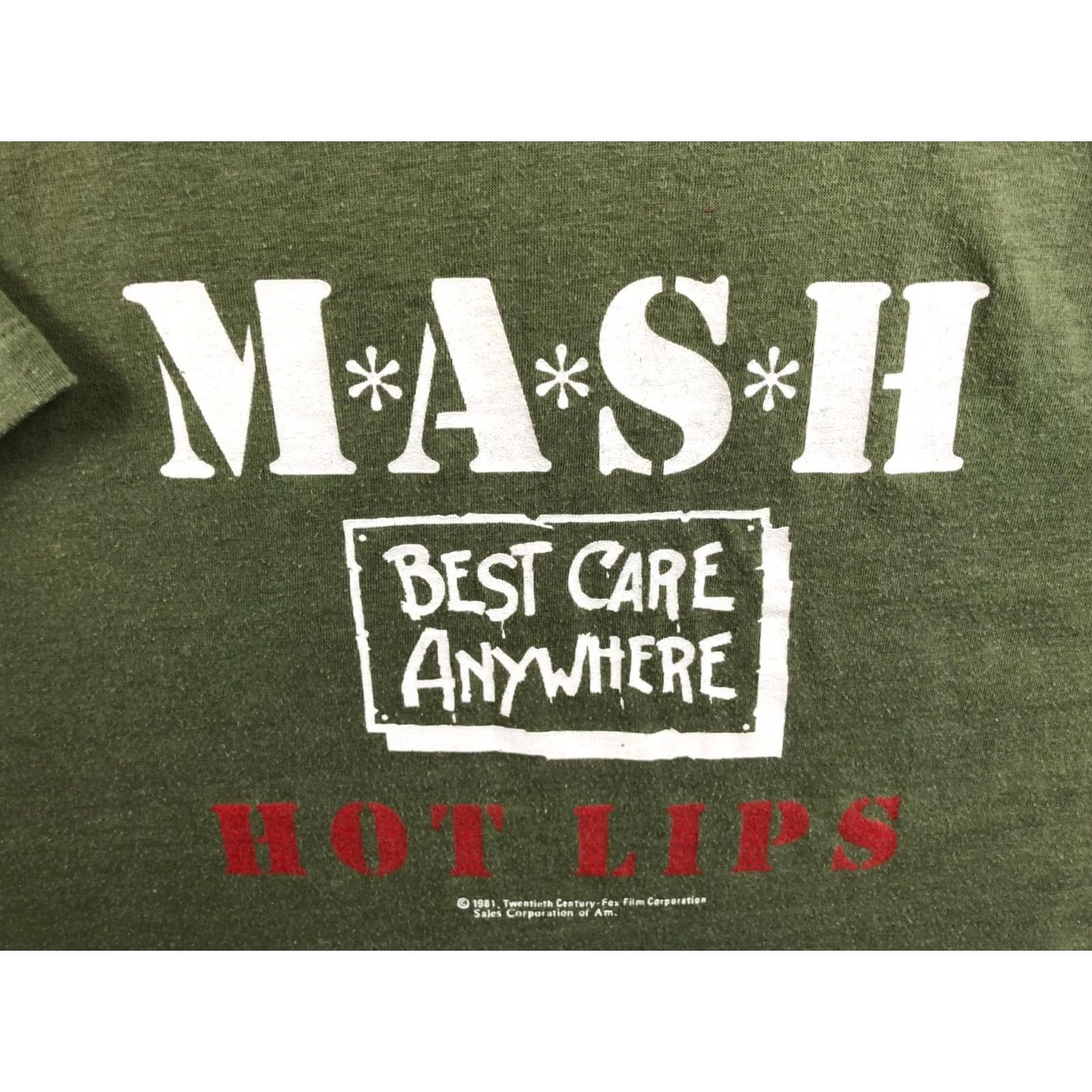 Vintage M.A.S.H. Hot Lips Vintage T-Shirt Cotton Men L Green 80s Movie Twentieth Century-Fox Vintage Mens T-Shirt Size US L / EU 52-54 / 3 - 7 Thumbnail