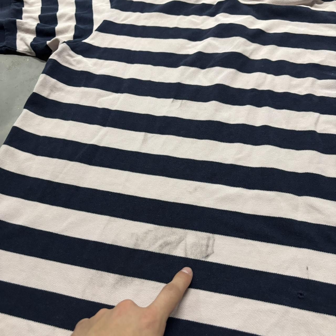 Japanese Brand × Vintage Crazy Vintage Y2K/2000s Navy & Light Pink Striped Streetwear Polo Shirt! Size US XL / EU 56 / 4 - 6 Thumbnail