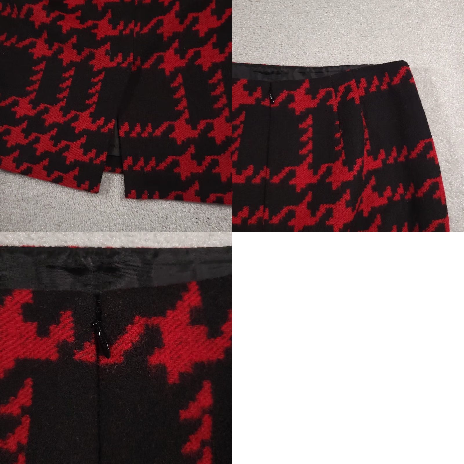 Talbots Talbots Skirt Womens 6 Red Houndstooth Wool Blend Pencil Lined Career Work Size 28" / US 6 / IT 42 - 9 Thumbnail