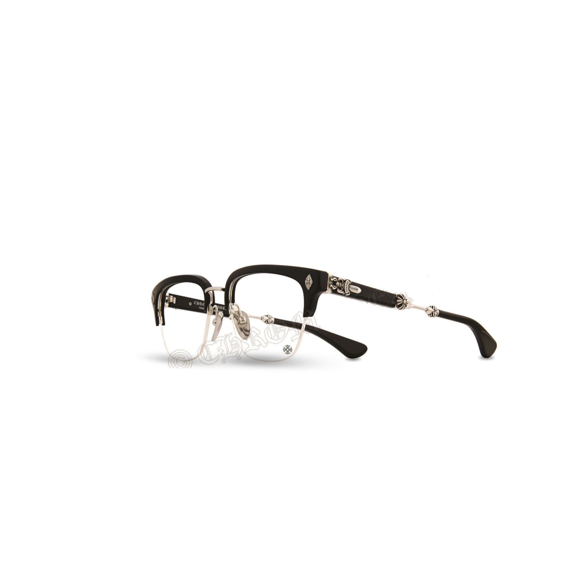 Chrome Hearts CHROME HEARTS EVAGILIST BLACK SHINY SILVER GLASSES Size ONE SIZE - 1 Thumbnail