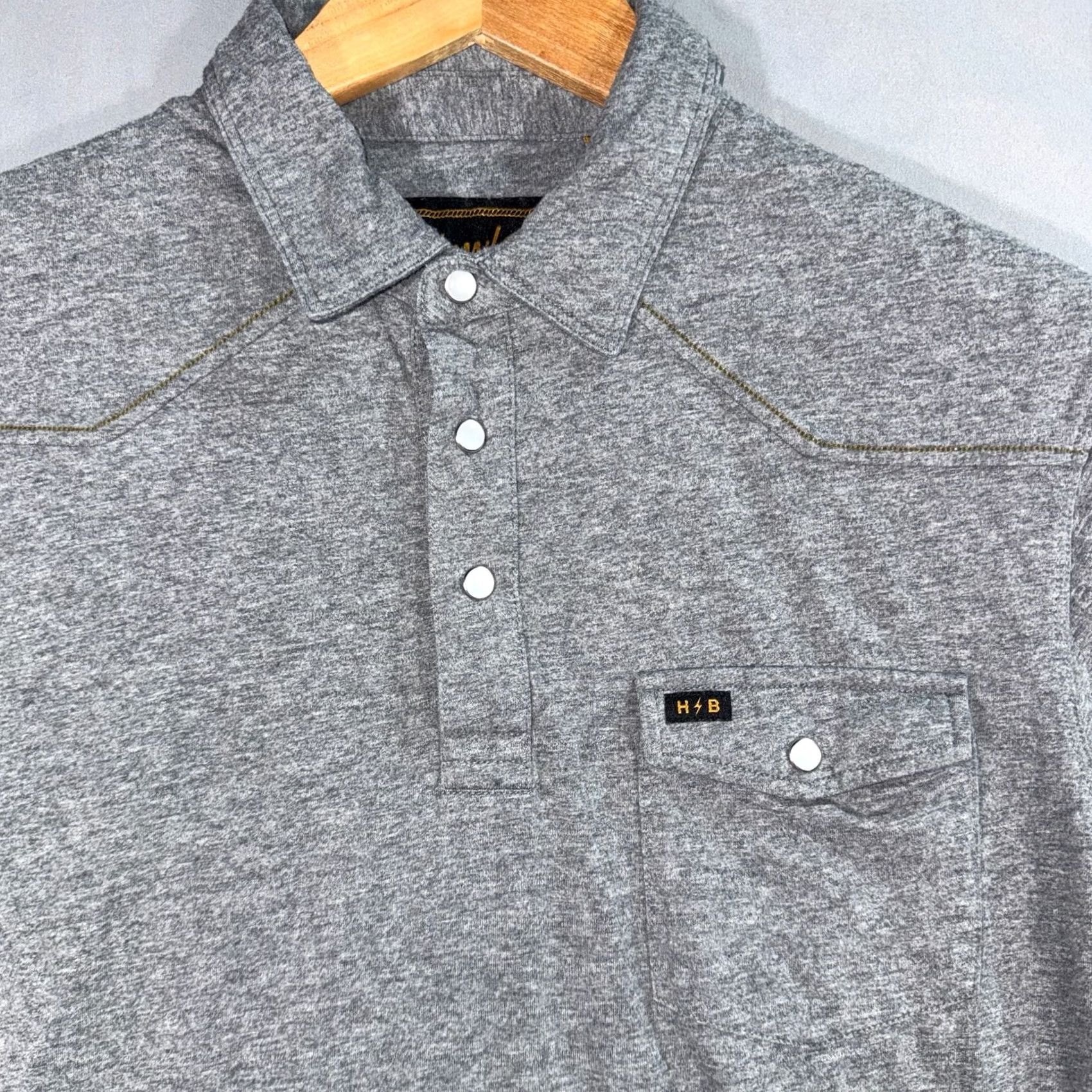 Howler Brothers Howler Brothers Ranchero Polo Shirt Heather Gray Pearl Snap Western Size Medium Mens Polo Shirt Short Sleeve Casual Size US M / EU 48-50 / 2 - 4 Thumbnail