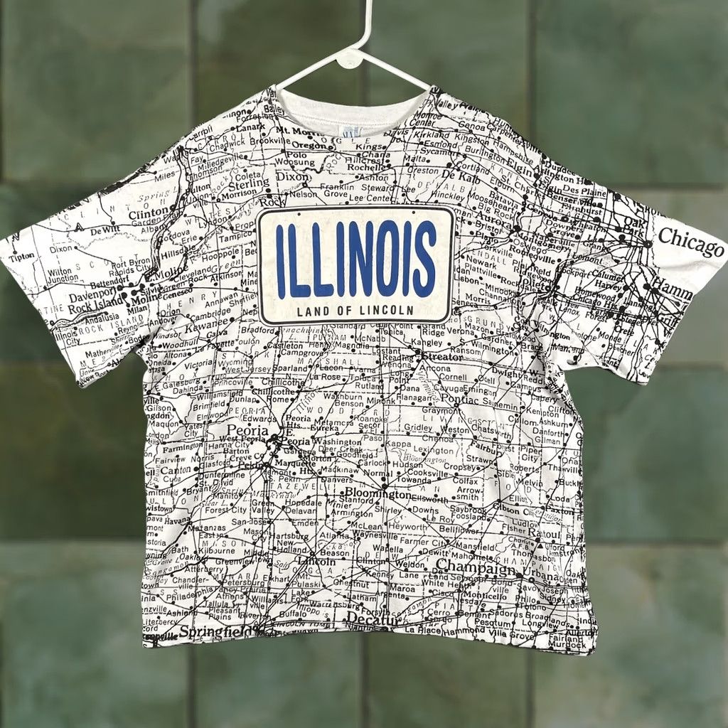 Sunray Sportswear VINTAGE Sun Sportswear Shirt Mens 2XL White Illinois Map All Over Print USA 90s Size US XXL / EU 58 / 5 - 1 Thumbnail
