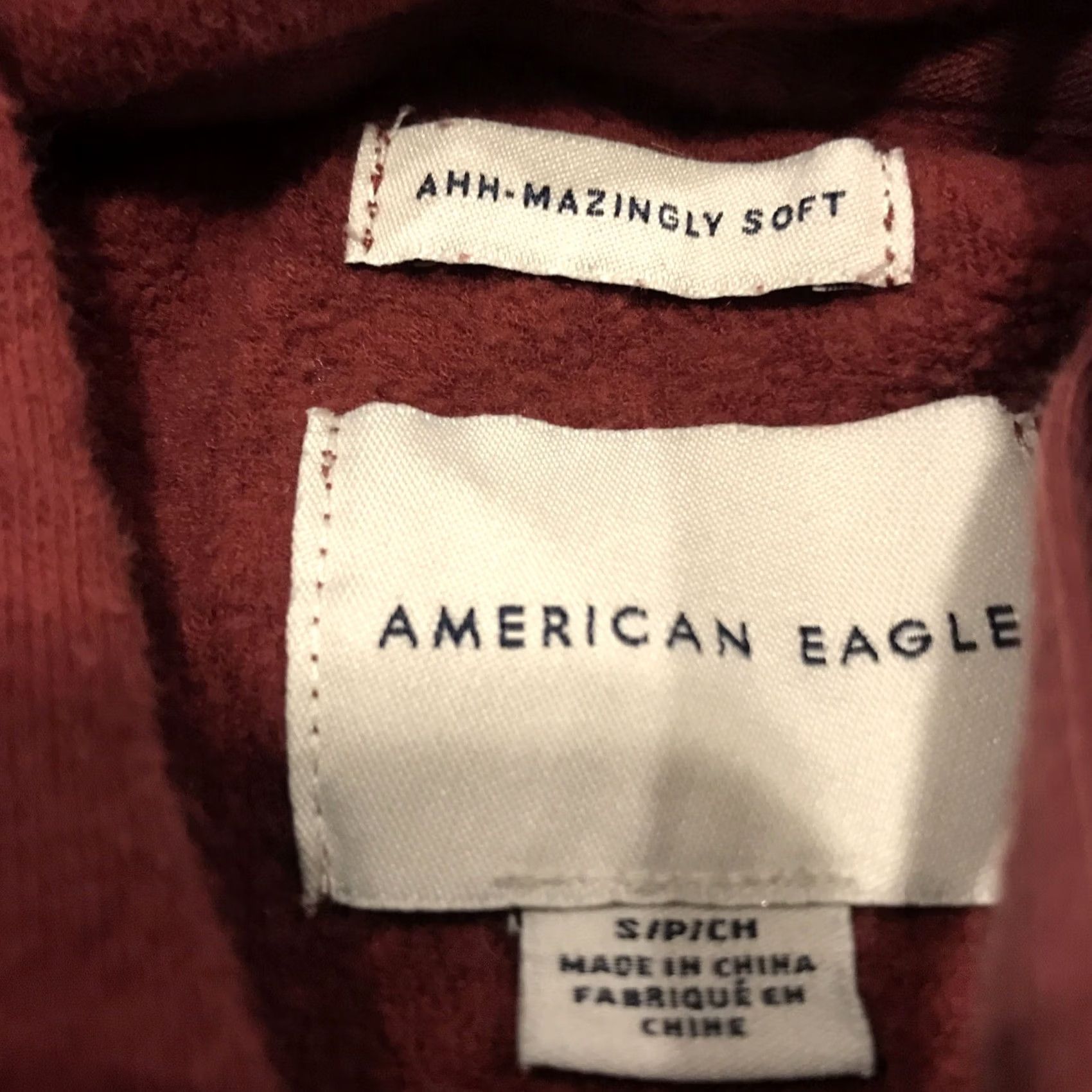 American Eagle Outfitters american eagle Outfitters Womens Hoodie S Red 2 tone Cotton Blend Crew Neck Pullover Logo fleece Hooded 23” 22” length Size S / US 4 / IT 40 - 2 Thumbnail