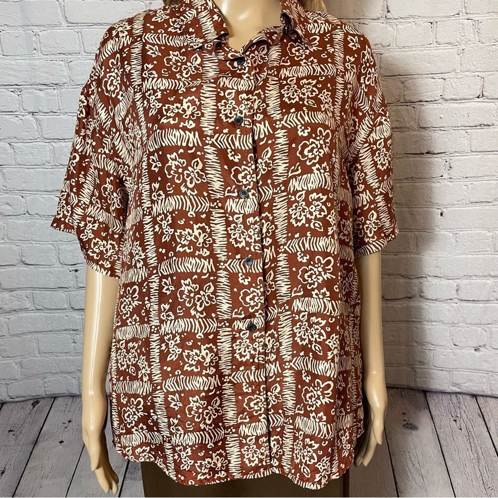 Other Vintage Jonathan Martin 100% Silk Button Short Sleeve Shirt Size M / US 6-8 / IT 42-44 - 3 Thumbnail