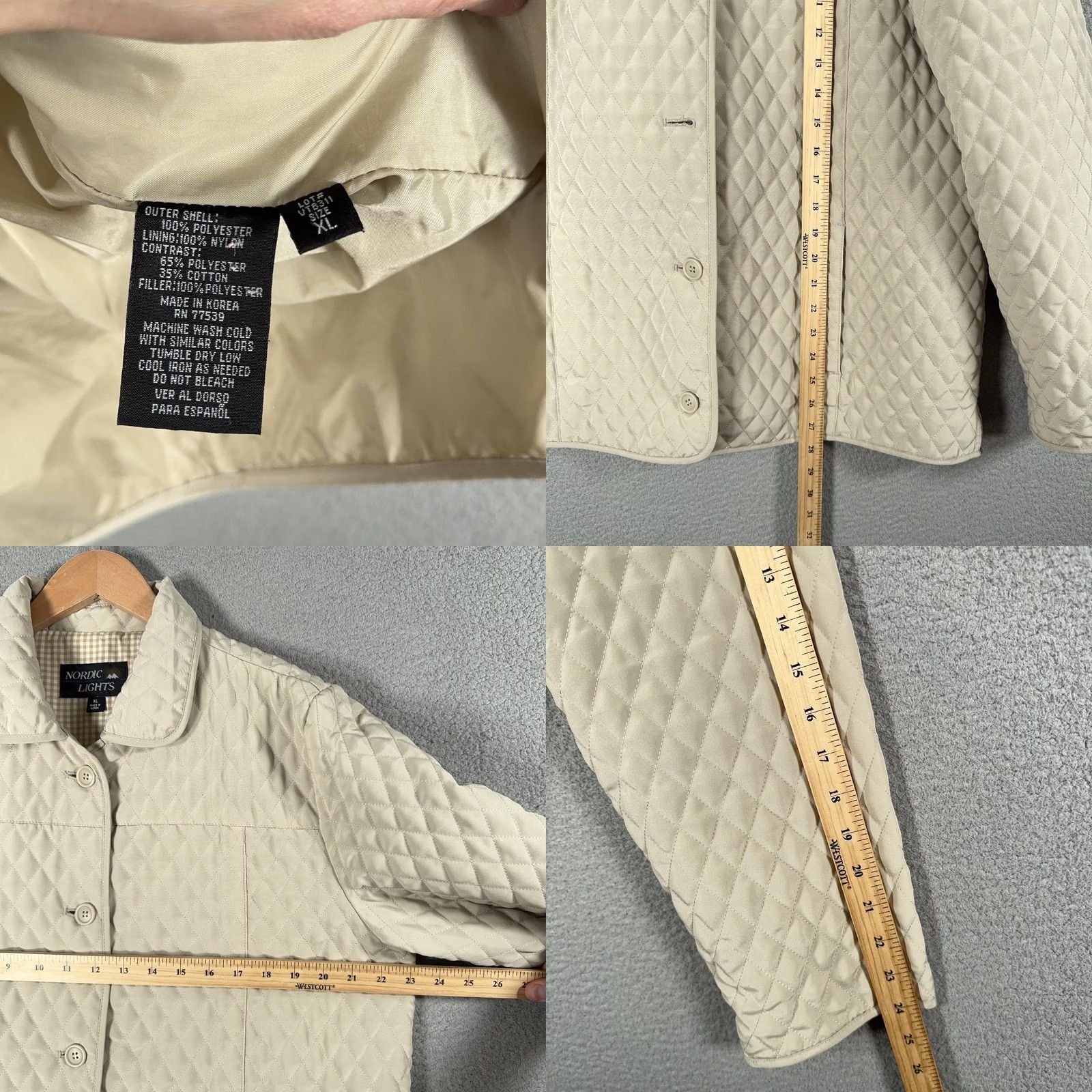 Vintage VINTAGE Nordic Lights Jacket Womens XL Beige Quilted Barn Coat 2000s Y2K Size XL / US 12-14 / IT 48-50 - 8 Thumbnail