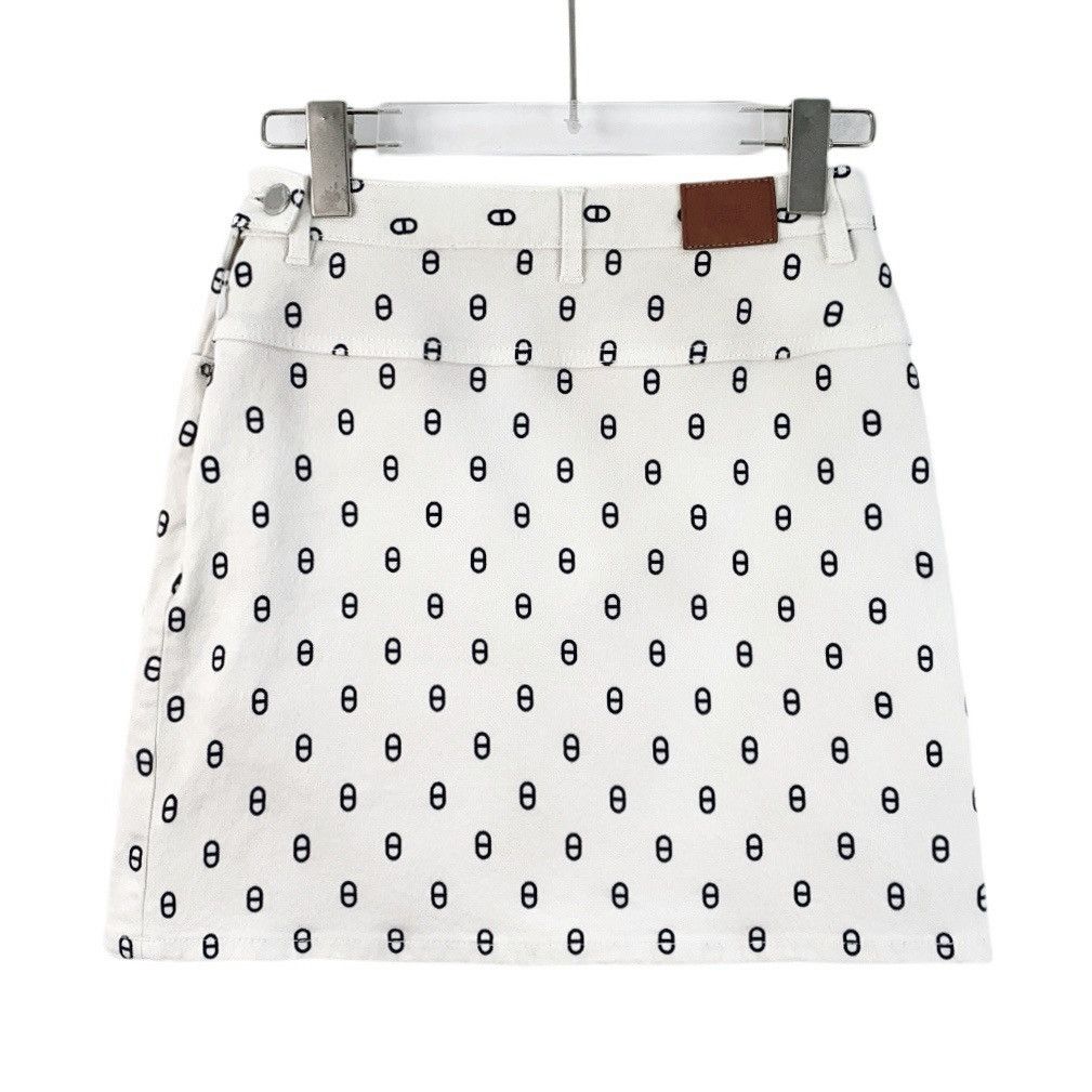 Hermes Hermes 23 collection white pig-nose printed denim skirt Size 26" / US 2 / IT 38 - 2 Thumbnail