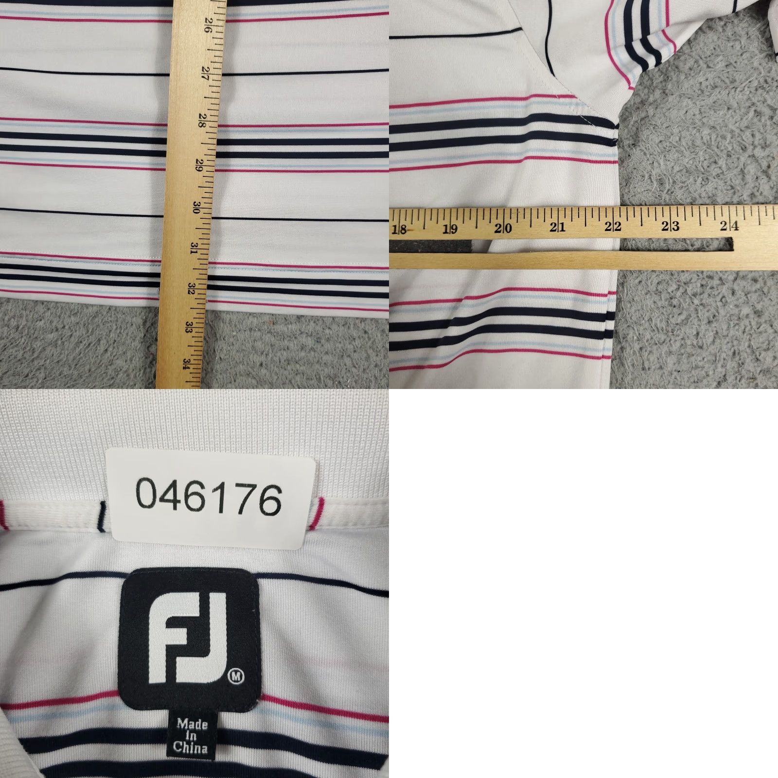 Footjoy FJ Polo Shirt Mens M White Striped Shirt Golf Casual Size US M / EU 48-50 / 2 - 8 Thumbnail