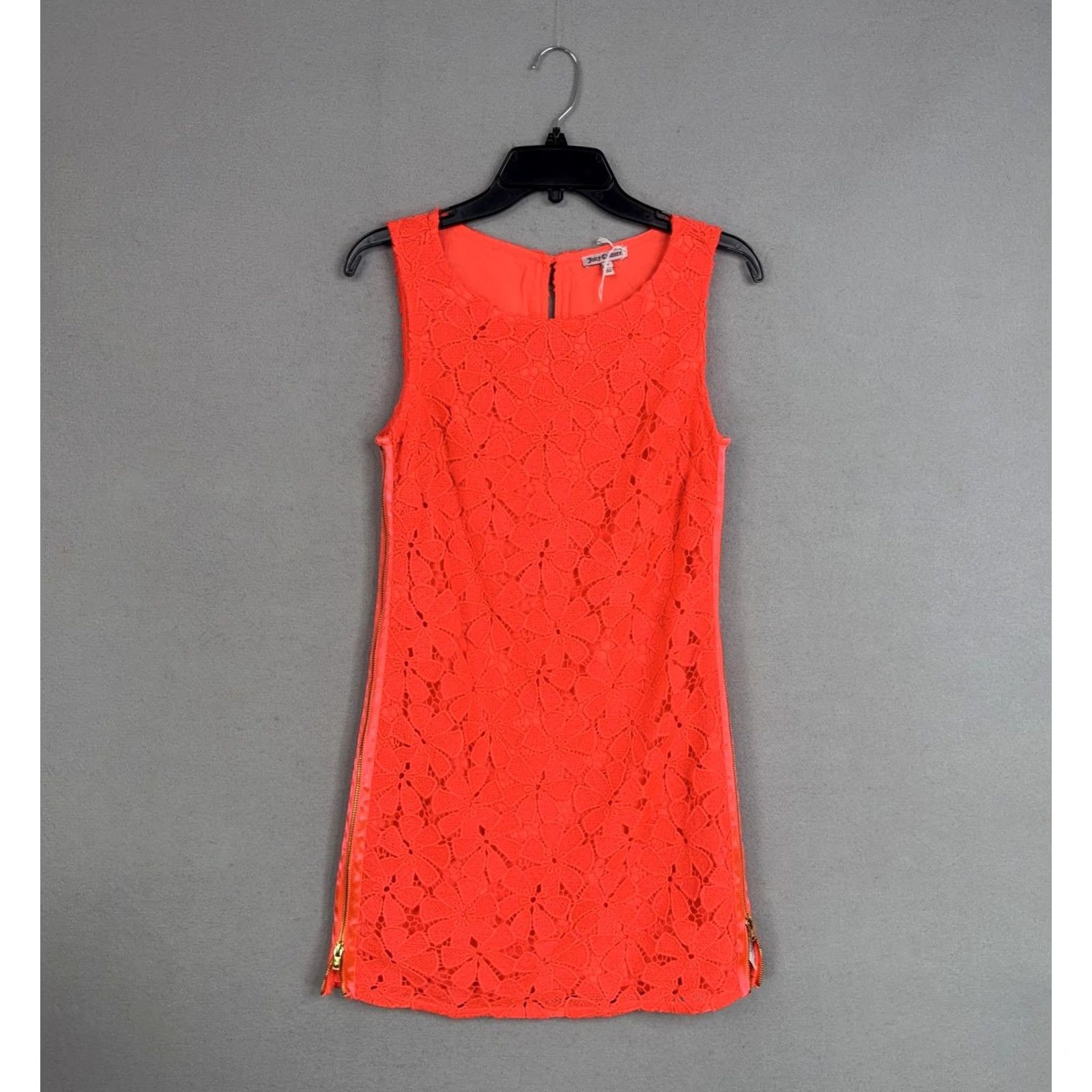 Juicy Couture Juicy Couture Dress Womens 0 Orange Floral Lace Sleeveless Sheath Mini Party Y2K Size XS / US 0-2 / IT 36-38 - 2 Thumbnail