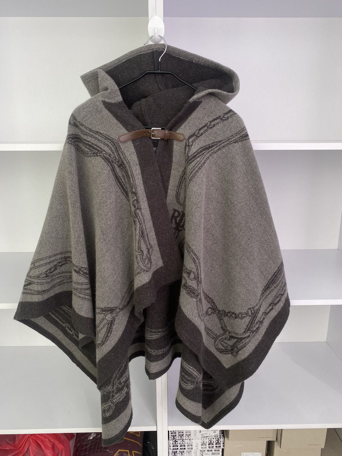 Ralph Lauren × Vintage Vintage Lauren by Ralph Lauren Belted Jacquard Poncho Size M / US 6-8 / IT 42-44 - 2 Thumbnail