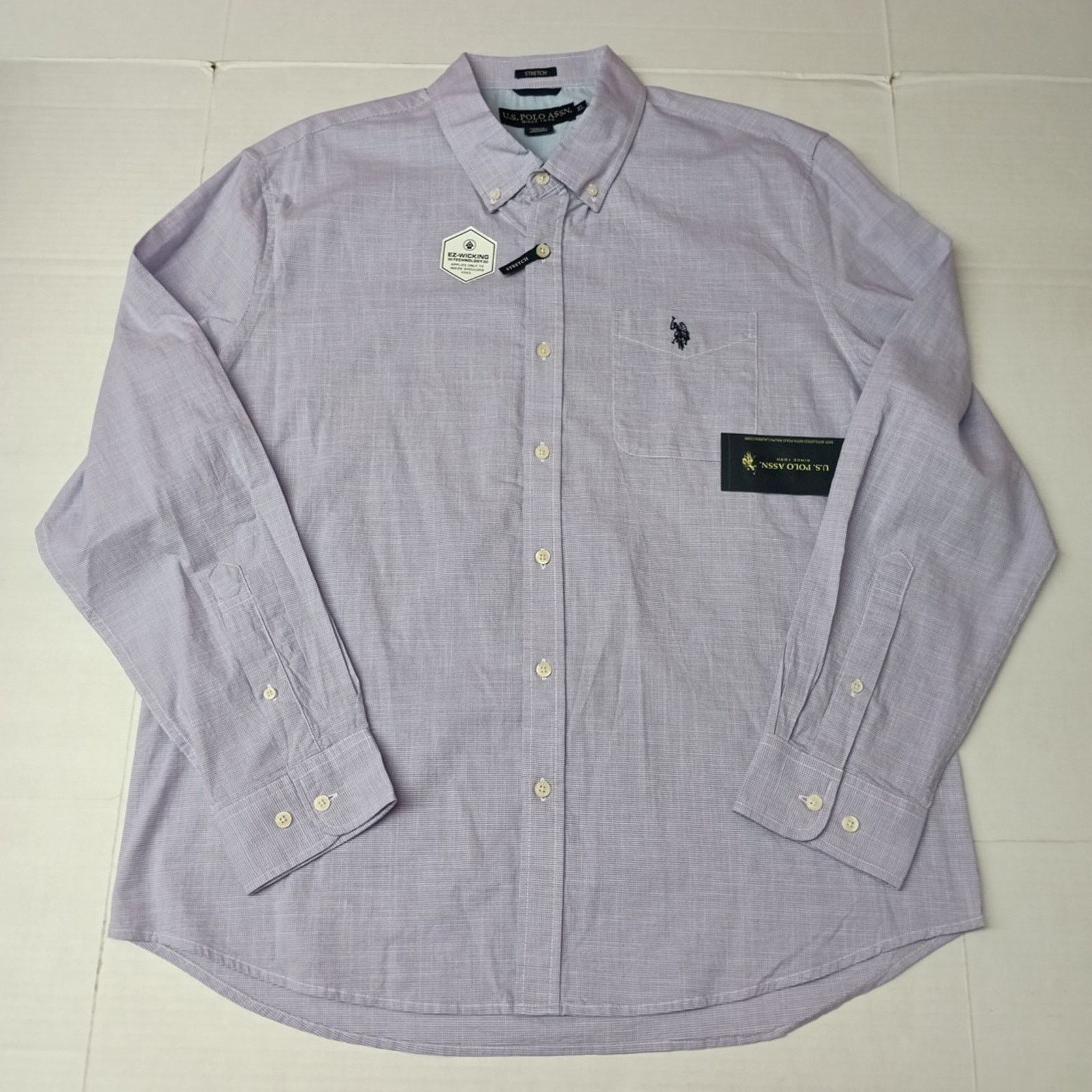 U.S. Polo Assn. U.S. Polo Assn. Button Woven Shirt Men's XL Violet Checkered Size US XL / EU 56 / 4 - 1 Thumbnail
