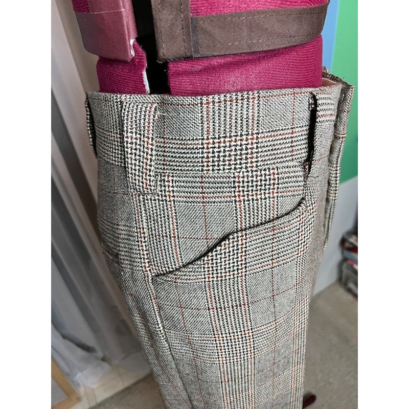 Vintage suit plaid black white brown 1980s Size 44R - 7 Thumbnail