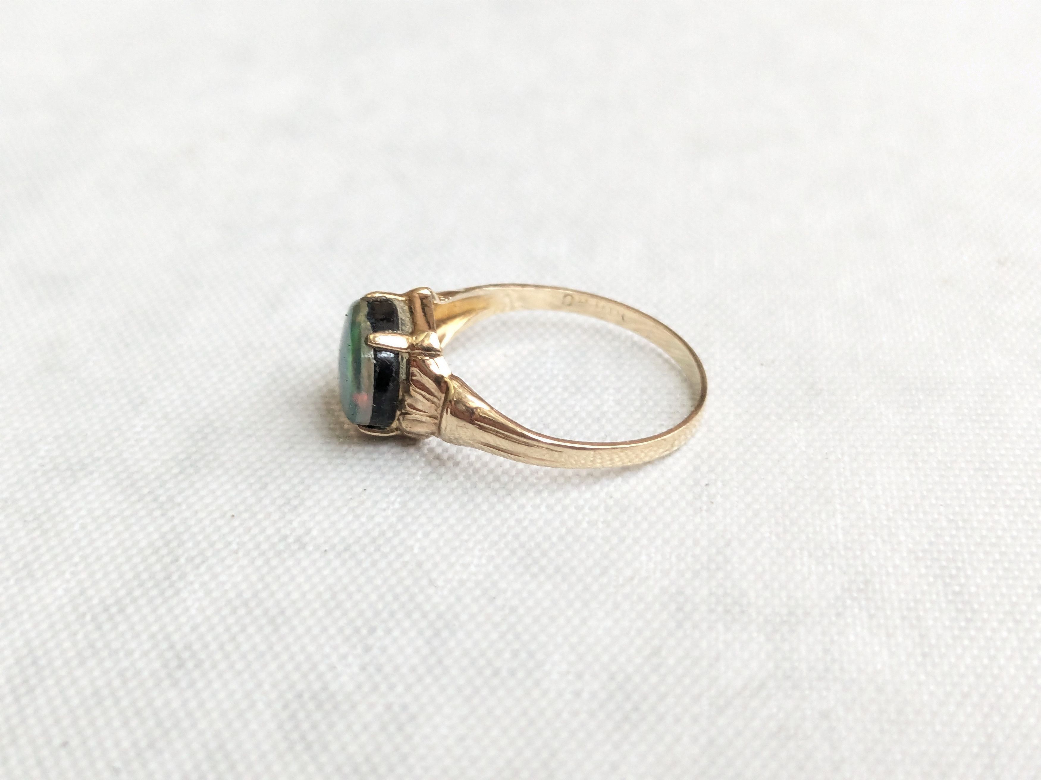 Jewelry 10k Yellow Gold Ring Black Opal Oval Size ONE SIZE - 2 Thumbnail