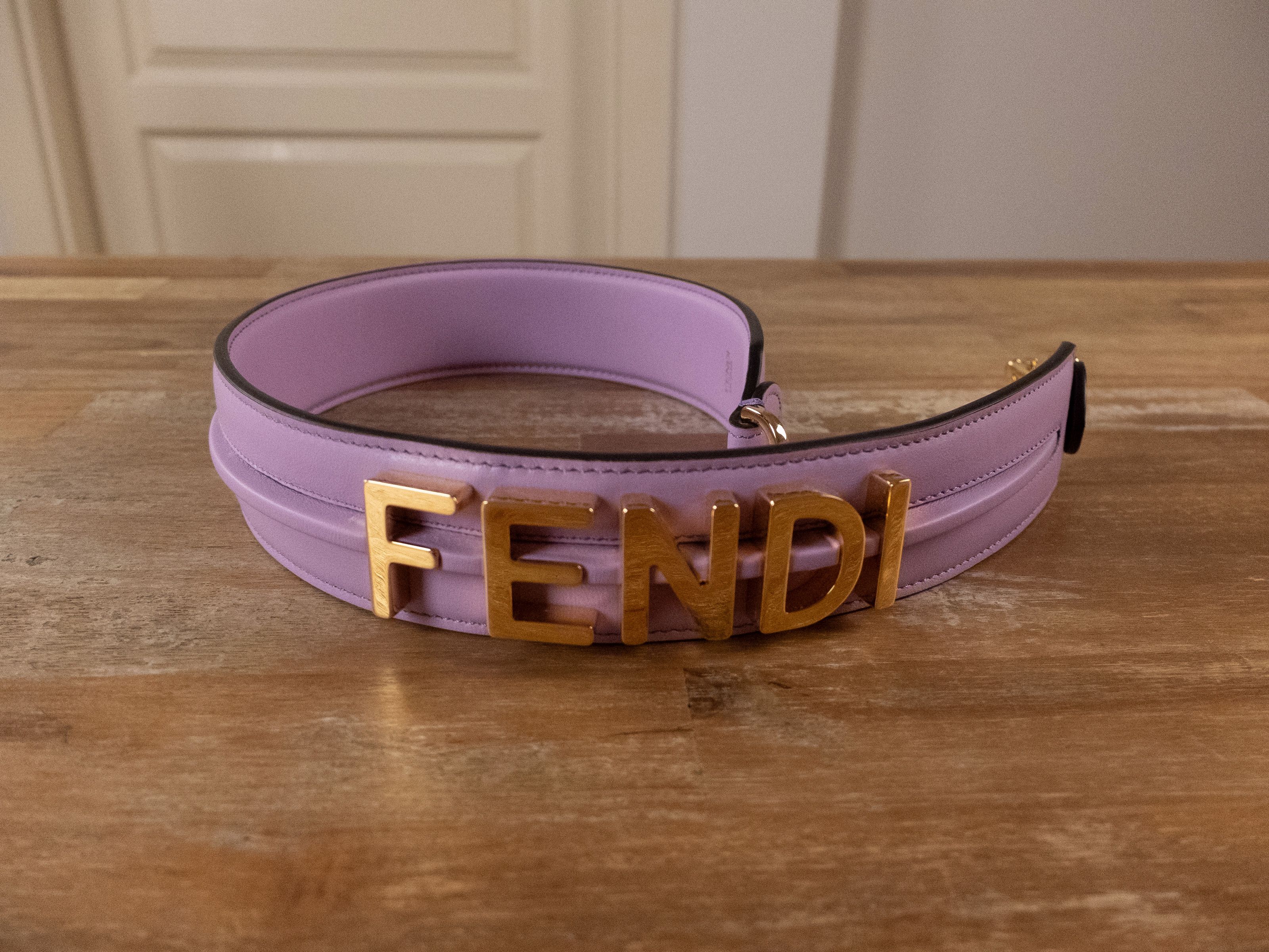 image of Fendi Fendigraphy Lavender Purple Gold Leather Bag Strap, Women's