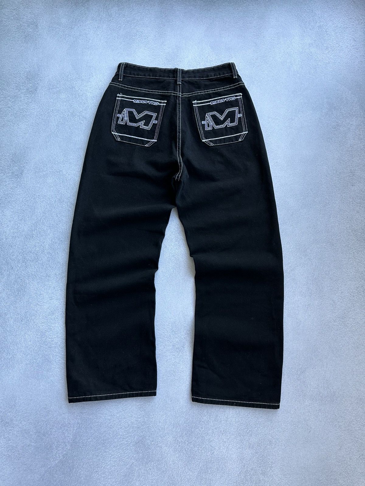 Japanese Brand Vintage Minus Two Japanese Rap Big Logo Black Baggy Jeans Size US 30 / EU 46 - 6 Thumbnail