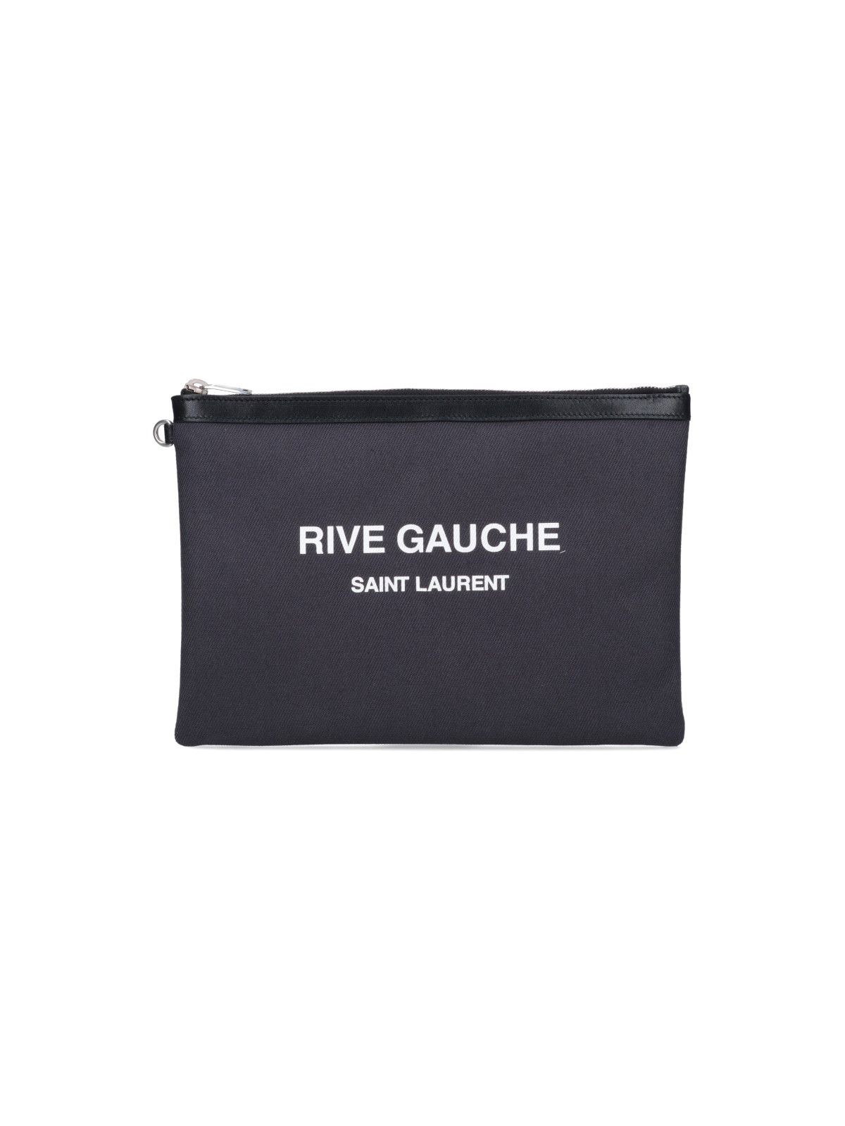 Saint Laurent Paris o1b1hav110125 Size: OS / Rive Gauche Zippered Pouch in Black Size ONE SIZE - 1 Thumbnail
