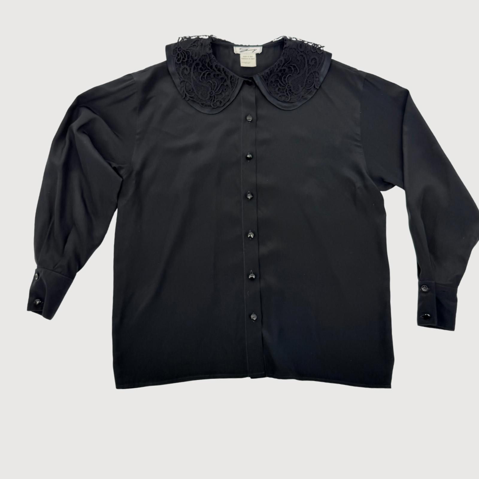 Unknown London Vintage 100% Silk Peter Pan Collar Blouse Italian 90s Size M / US 6-8 / IT 42-44 - 3 Thumbnail