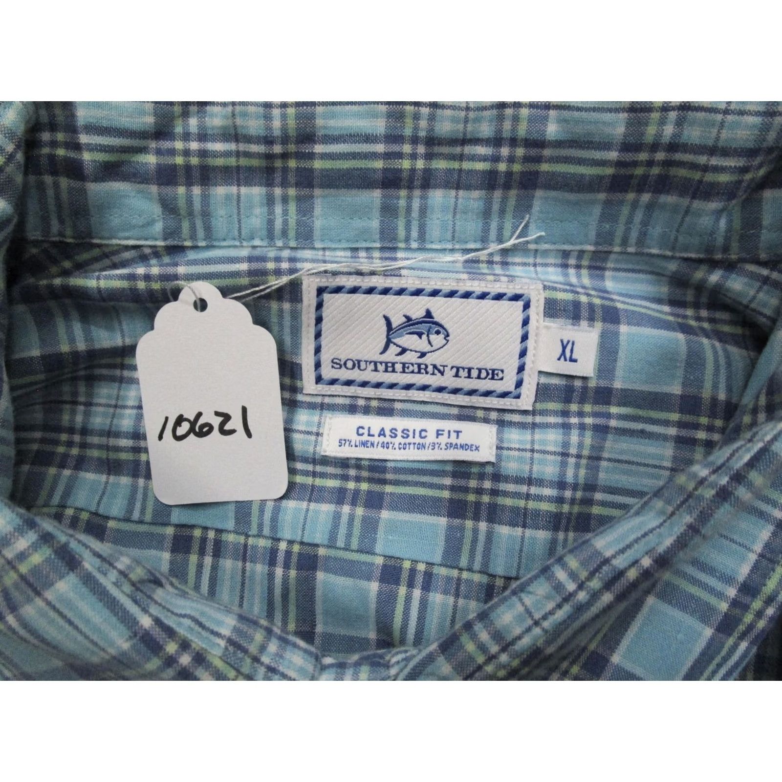 Southern Tide Southern Tide Shirt Men XL Blue Plaid Linen Blend Short Sleeve Button Down Size US XL / EU 56 / 4 - 7 Thumbnail