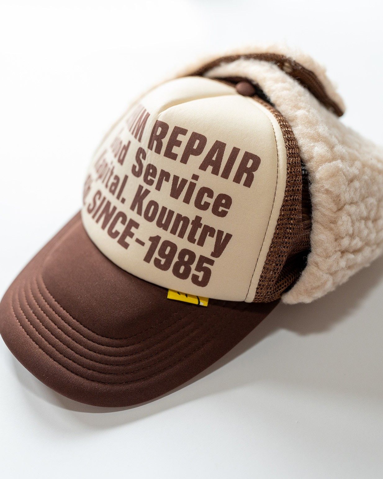 Kapital KAPITAL Denim Repair Service Lumber Trucker Cap - Brown Size ONE SIZE - 3 Thumbnail
