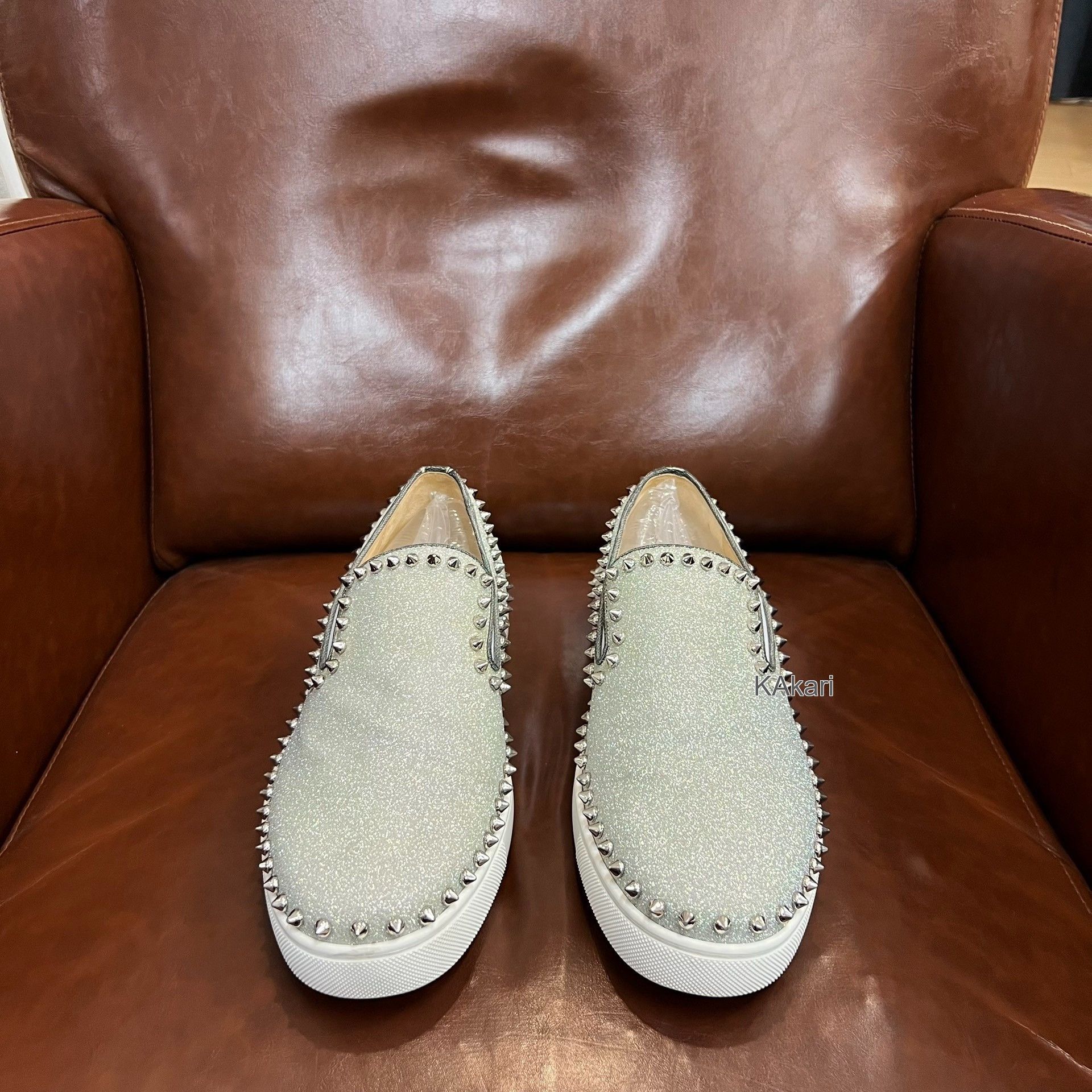 Christian Louboutin Christian Louboutin Gray Full-Diamond Slip-On Shoes Size US 10 / EU 43 - 2 Thumbnail