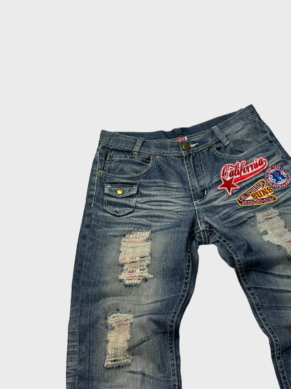 Hysteric Glamour Flare Distressed Patches Junya Watanabe Style Denim Jeans Size US 29 - 4 Thumbnail