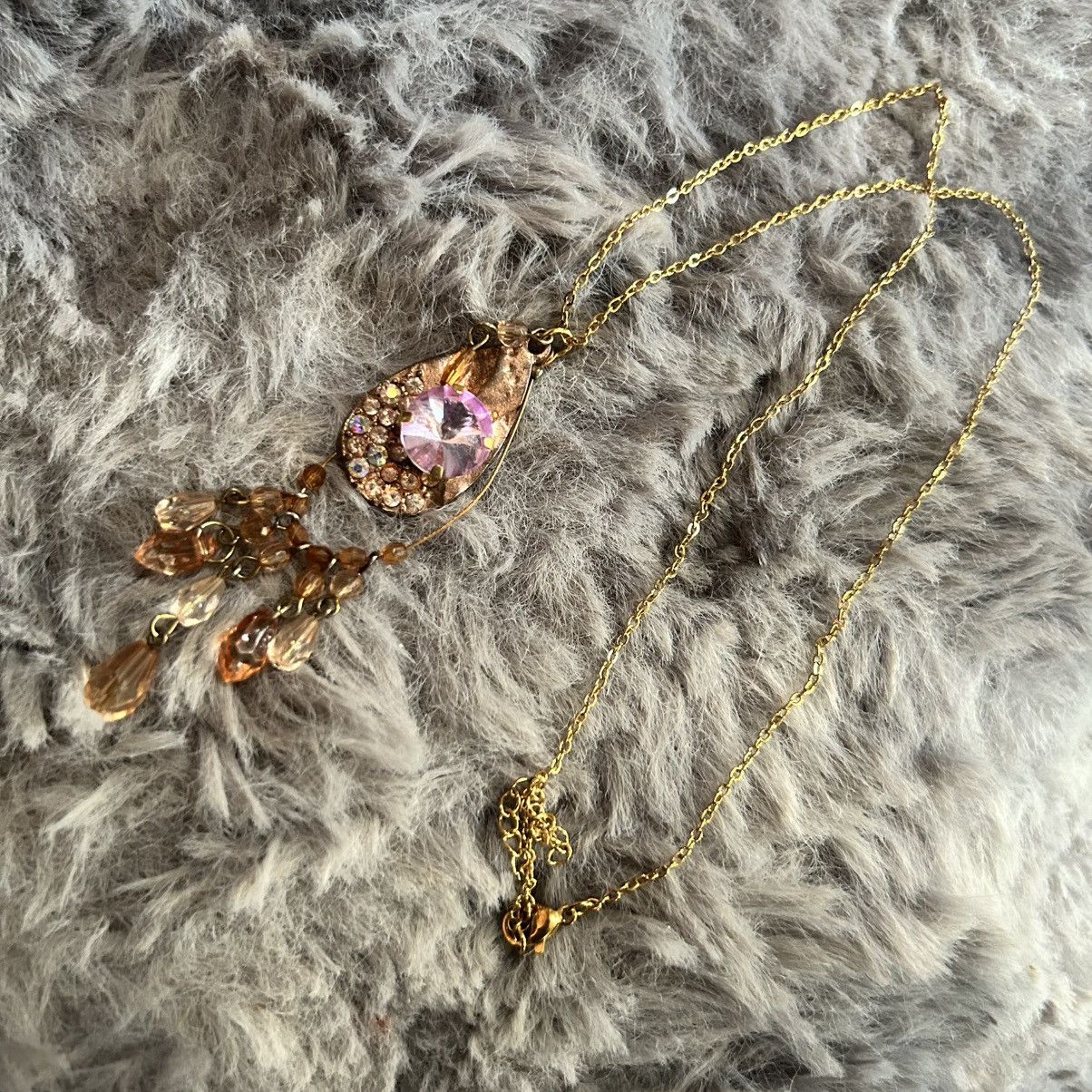 Handmade Handcrafted copper plated glass stone chandelier necklace Size ONE SIZE - 7 Thumbnail