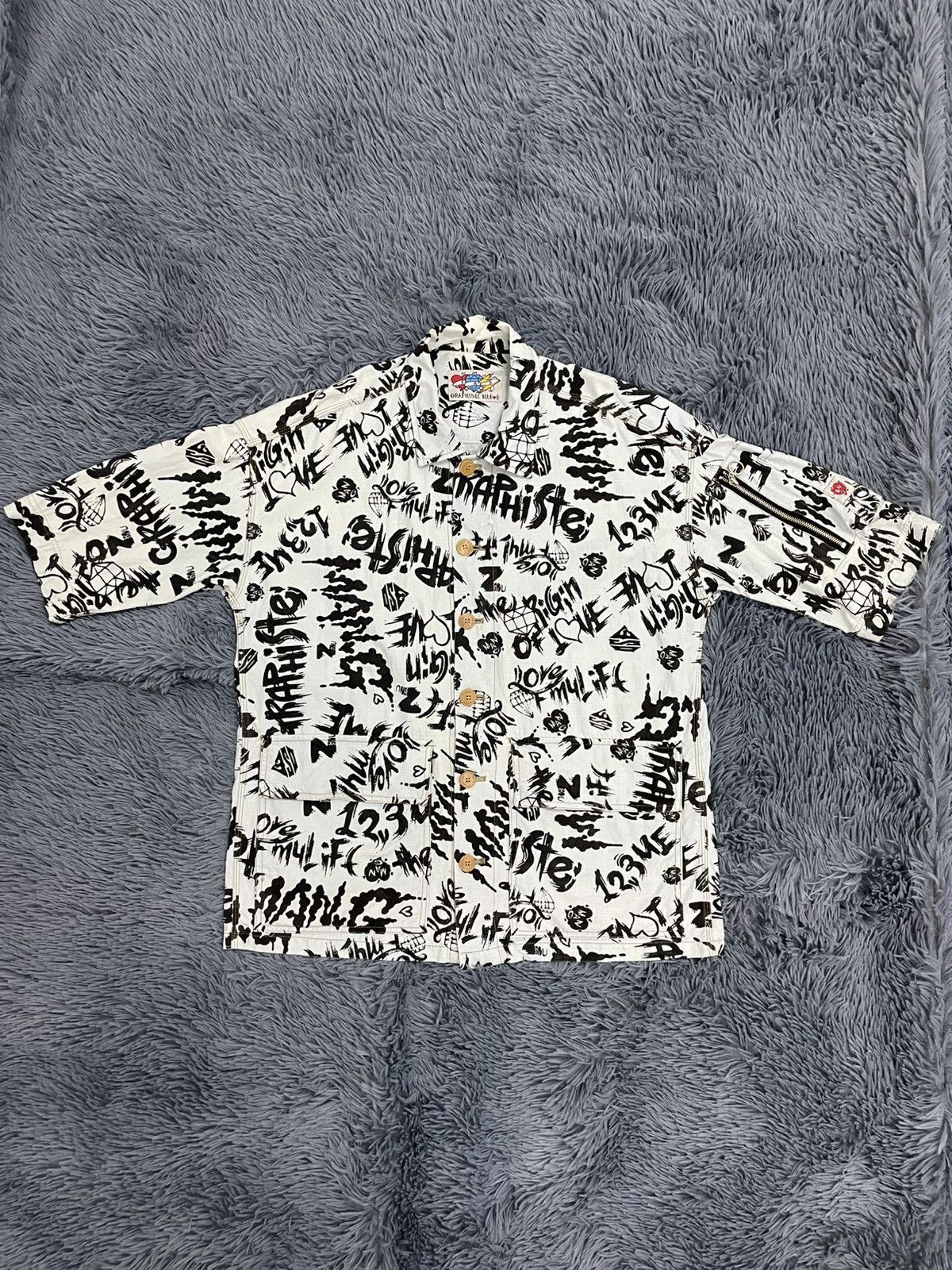 Designer × Japanese Brand Graphiste Man.G Full Print Oversized Shirt Size US L / EU 52-54 / 3 - 1 Thumbnail