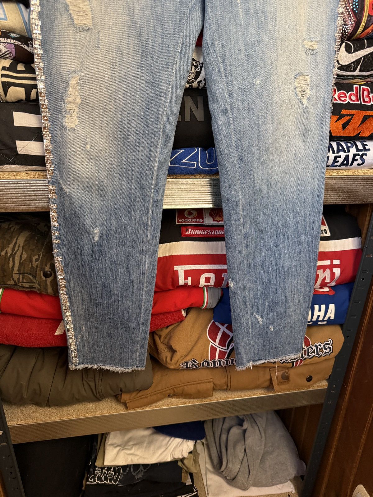 Versace Versus Versace Distressed Faded Colour Denim Jeans Pants Size US 28 / EU 44 - 5 Thumbnail