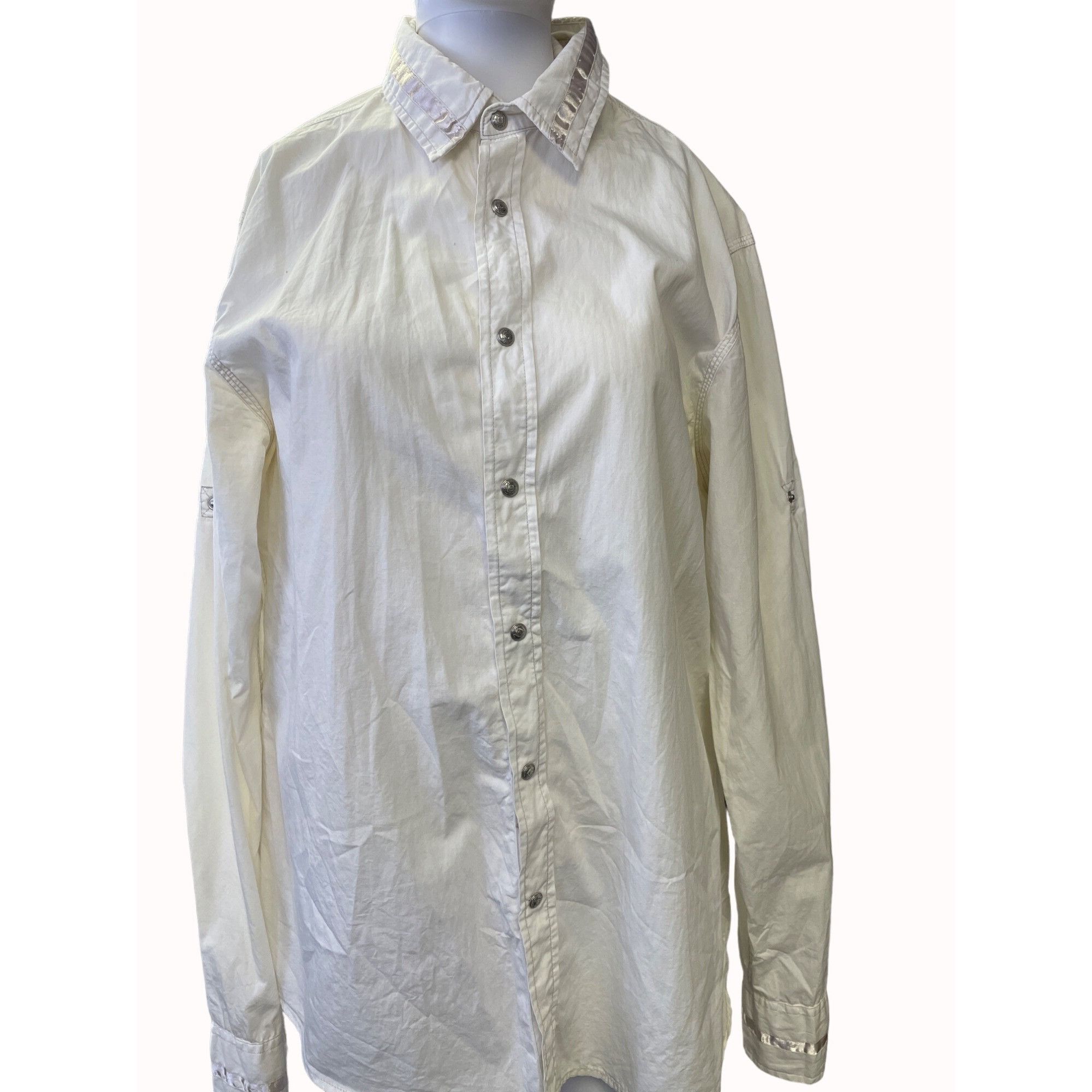 Guess Guess Women's off White Snap Button up Shirt Long Sleeve Siz Size L / US 10 / IT 46 - 1 Thumbnail