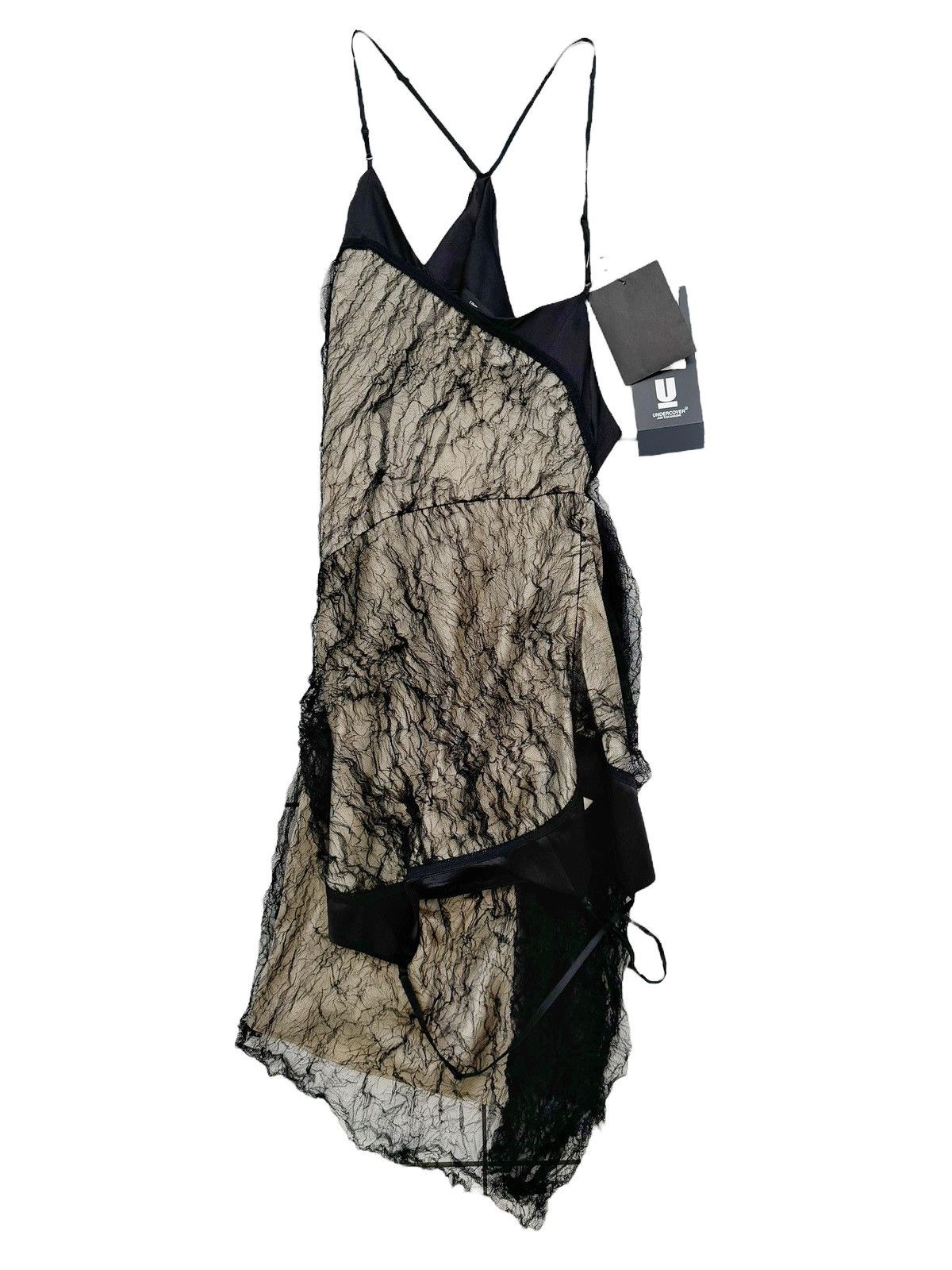 Undercover $3600 2023 Runway Silk Vertical Flip Lace Dress Size S / US 4 / IT 40 - 2 Thumbnail